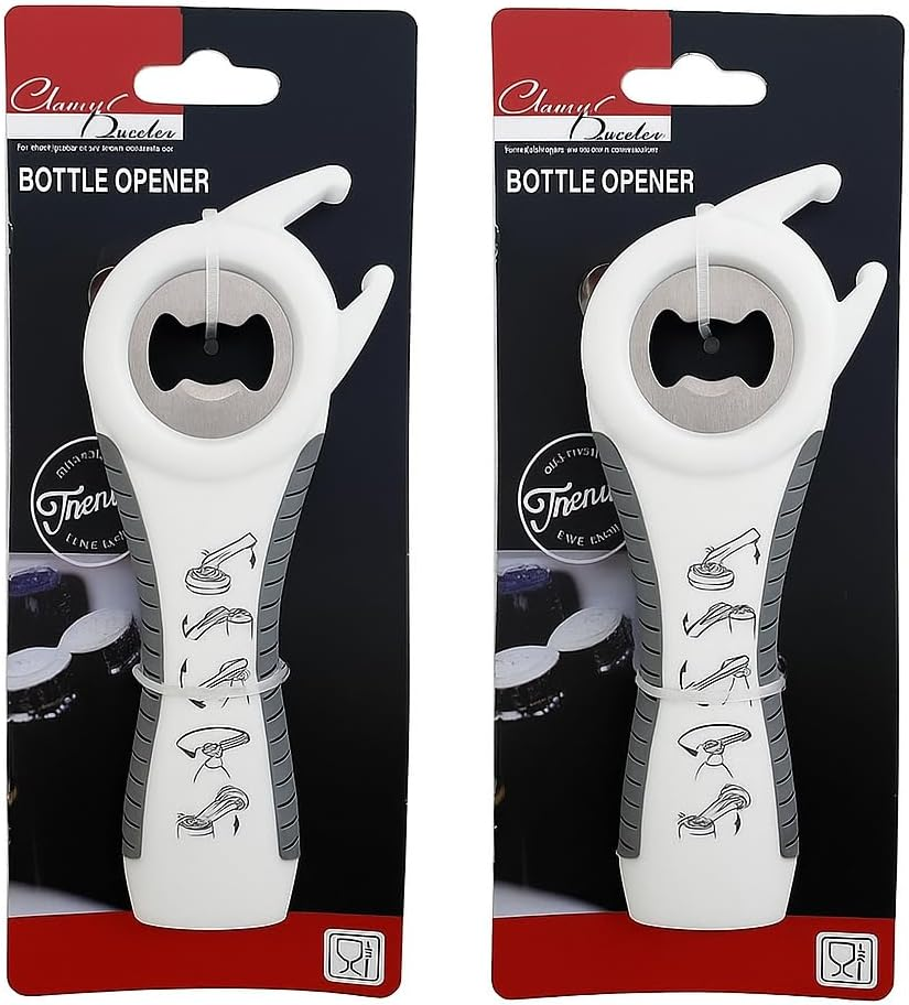 Leona Co 5-In-1 Wine Bottle Opener, Stainless Steel Multi-Functional Opener for Wine, Beer, Jars & Cans with Non-Slip Ergonomic Handle, Ultimate Barware Tool for Kitchen & Travel (3)