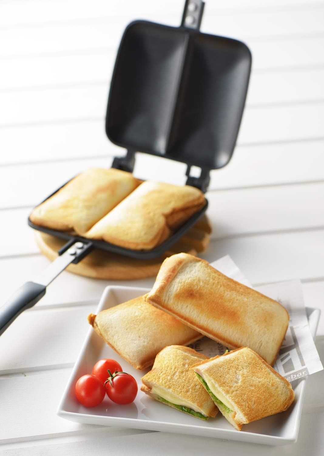 Yoshikawa SJ2703 Hot Sandwich Maker, for Gas Stoves, Double, Total Width 5.5 X Total Length 13.4 X Height 1.3 Inches (14 X 34 X 3.2 Cm), Black, Outdoor, Camping image number 3