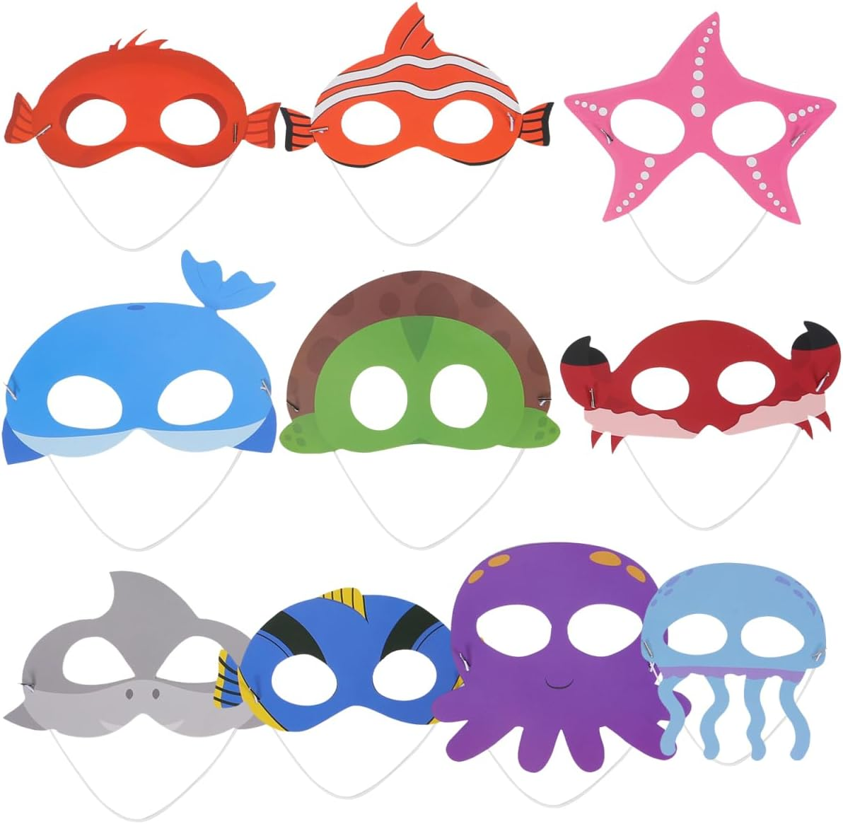 Ibasenice Ocean Animals Masks 10Pcs Sea Animal Masks Kids Costume Masks for under the Sea Party Halloween Decorations image number 6
