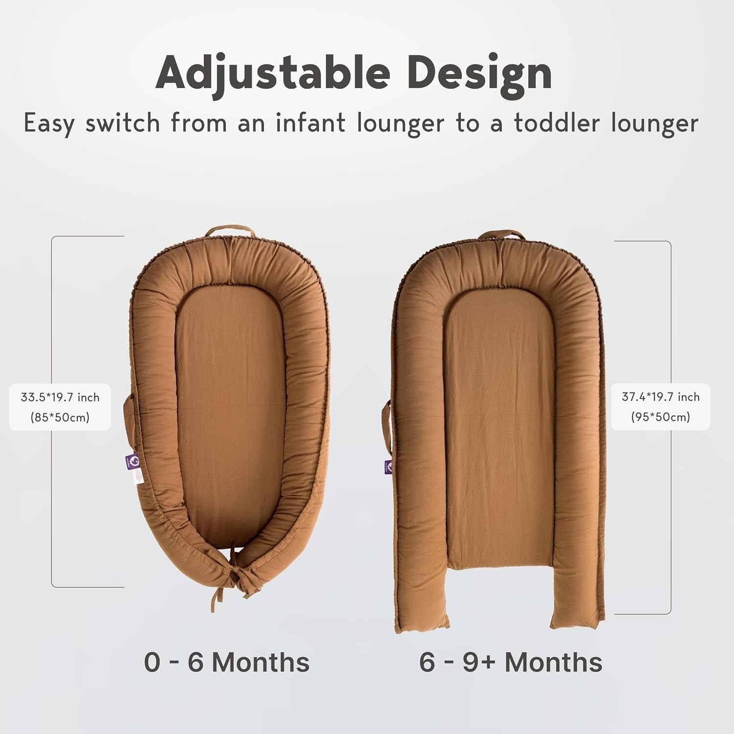 Coocoobaby Infant Lounger, Baby Nest Cover for Baby Girls & Boys, Newborn Essentials for Baby 0-12 Months, 100% Cotton Breathable, Co Sleeper Portable Travel Bed (Goldenbrown) image number 1