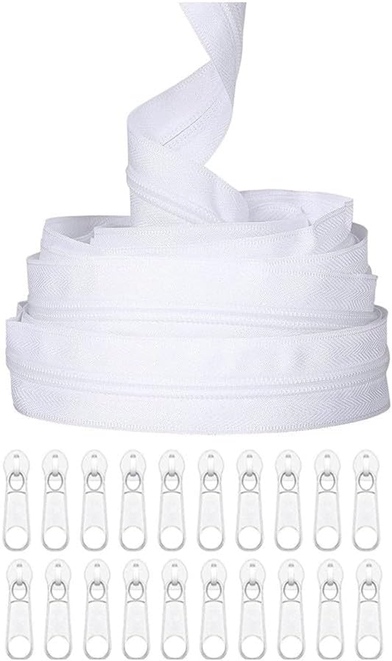 Naisfei 10 Meters #5 Invisible Zippers for Sewing, Nylon Coil Conceal Zippers for Tailor Sewing Crafts, with Match 20 Pcs Zipper Pull Heads, Zipper Repair Kit for DIY Tailor Sewing Craft Supplies image number 3