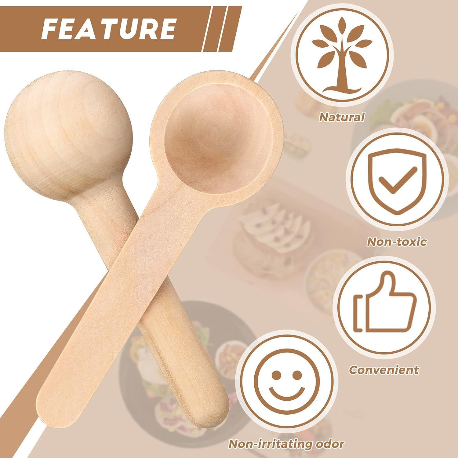 Shengsenfu Small -20 PCS Mini Bamboo Condiment Spoons for Salt Sugar Coffee Tea Honey and Jam Perfect for Seasoning Tasting and Stirring Small Wooden Kitchen Spoons Wooden Coffee image number 1