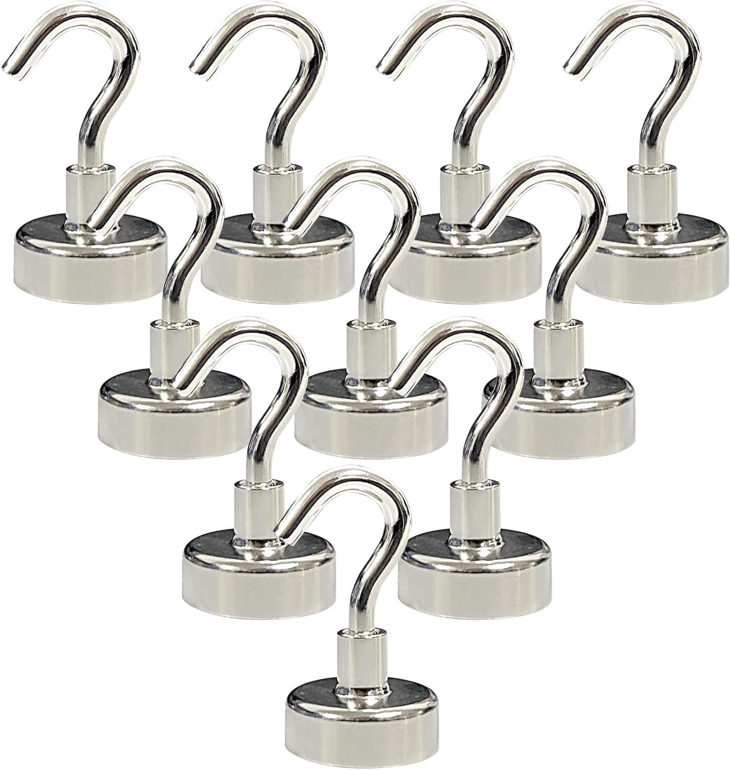 10PCS Magnetic Hooks, Neodymium Magnets with Hooks for Refrigerator, Strong Magnet Hooks for Hanging, Magnetic Hanger for Kitchen, Cruise, Workplace (Silver) image number 4
