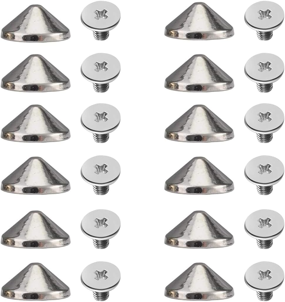 Megoto 100 Sets Cone Spikes Screwback Studs Rivets Metal Spikes Studs for Punk Style Clothing Bullet Shoes Bags Dog Collars Accessories DIY Craft Decoration (Cone 7X10Mm)