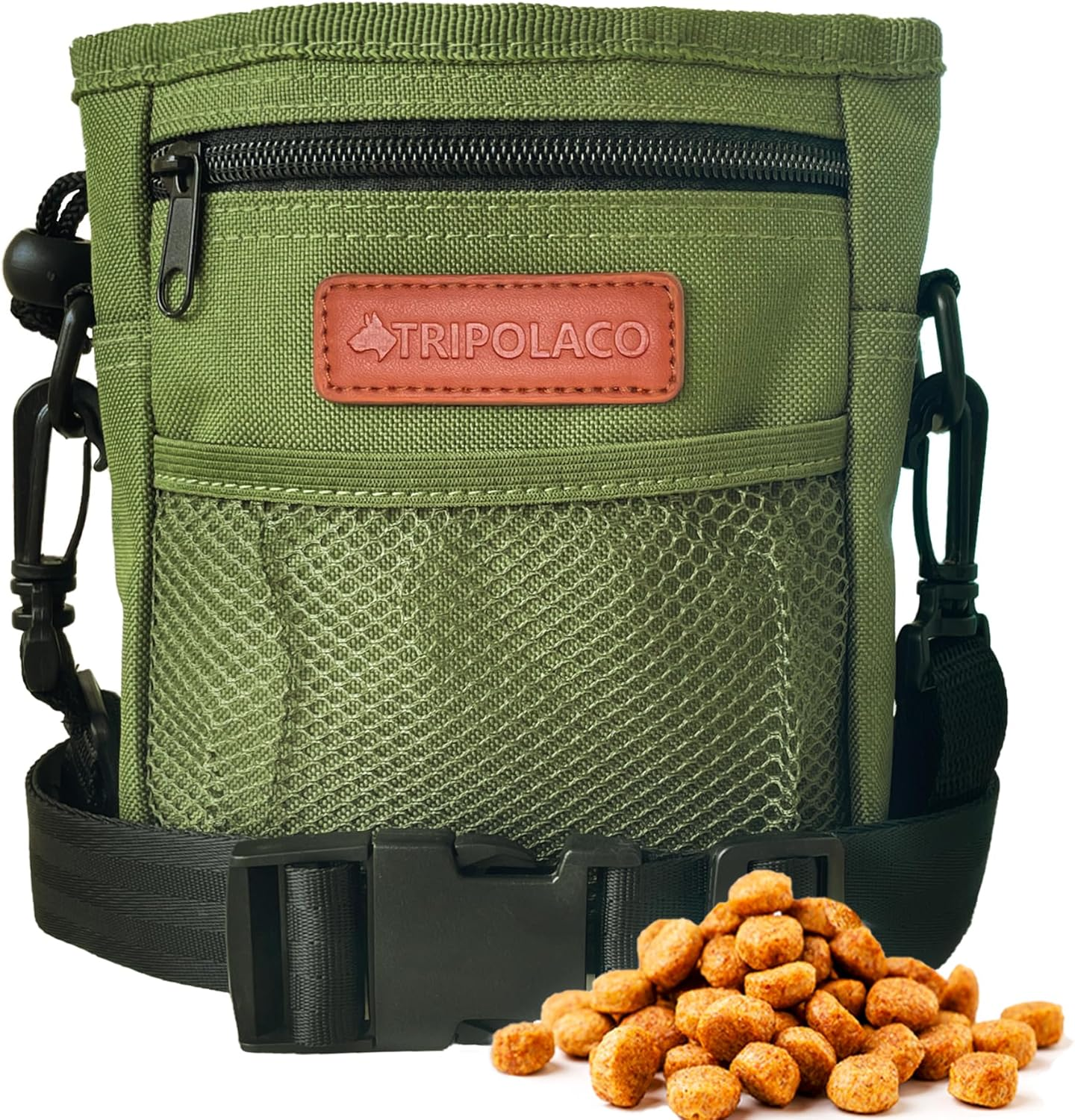 TRIPOLACO Dog Treat Pouch, Versatile Treat Pouches for Pet Training Easily Holds 2 Cups Kibble, Toys, Phone & Keys, Dog Treat Bags Training Pouch Built-In Poop Bag Dispenser for Walking, Gray