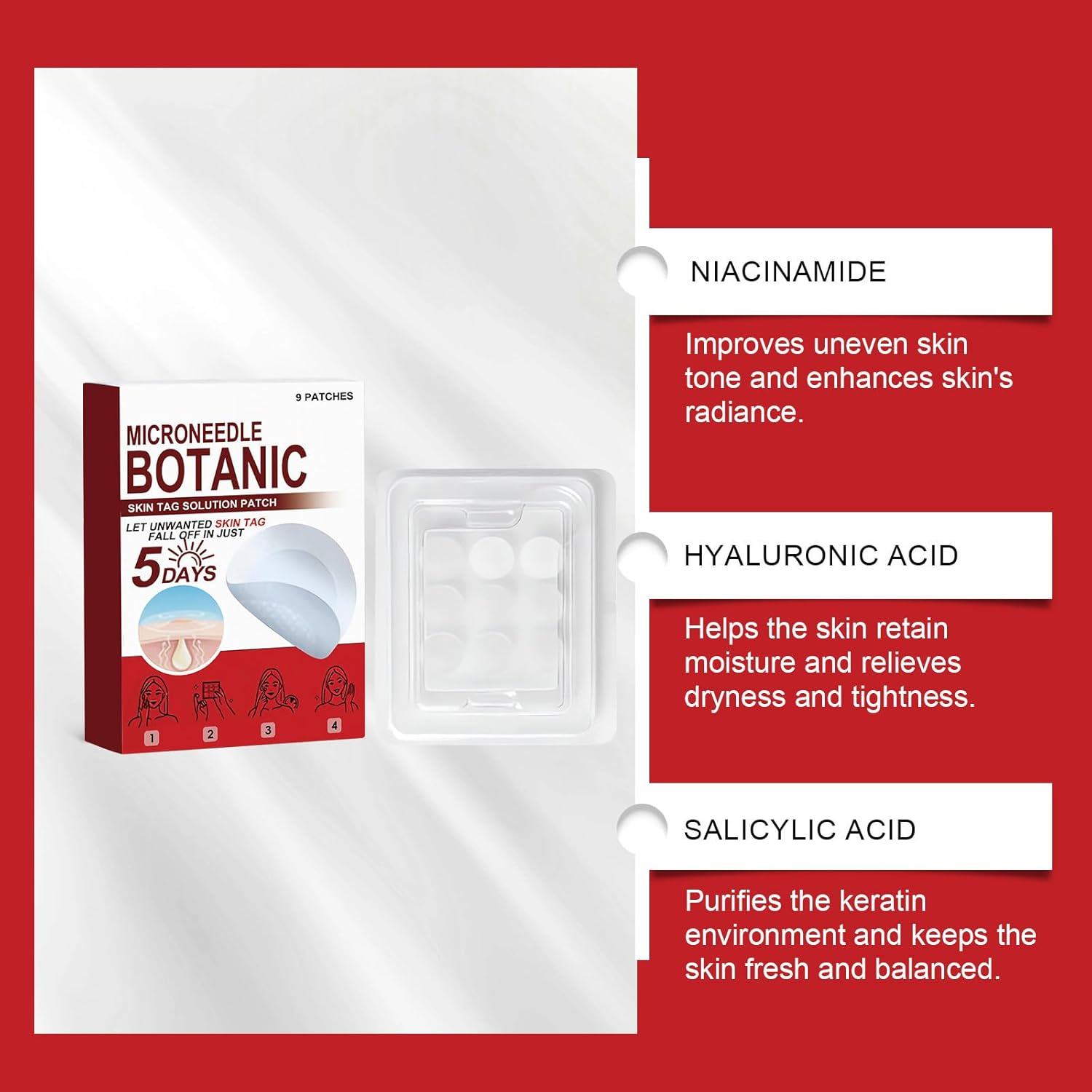 2 PCS Microneedle Skin Tag Patch - Safe & Gentle Plant-Based Pimple Patch for Face and Body &ndash; Waterproof Microdart Sticker for Quick Use Secure Fit Gentle for Various Skin Types (2 PCS)