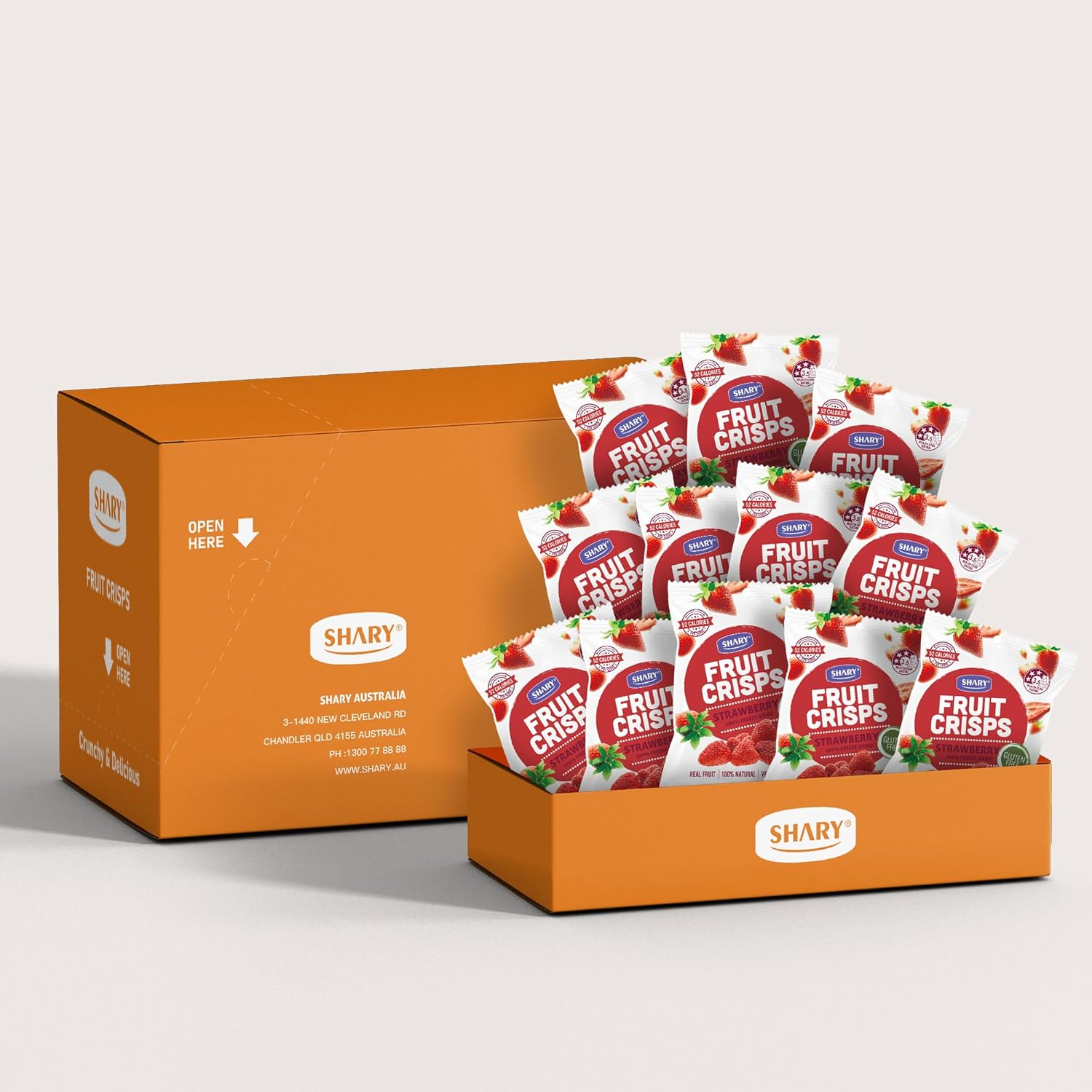 Shary Strawberry Crisps, Freeze-Dried Fruit Snack &ndash; 12 Pack X 20G, 100% Natural, Vegan & Gluten-Free Healthy Snack image number 2