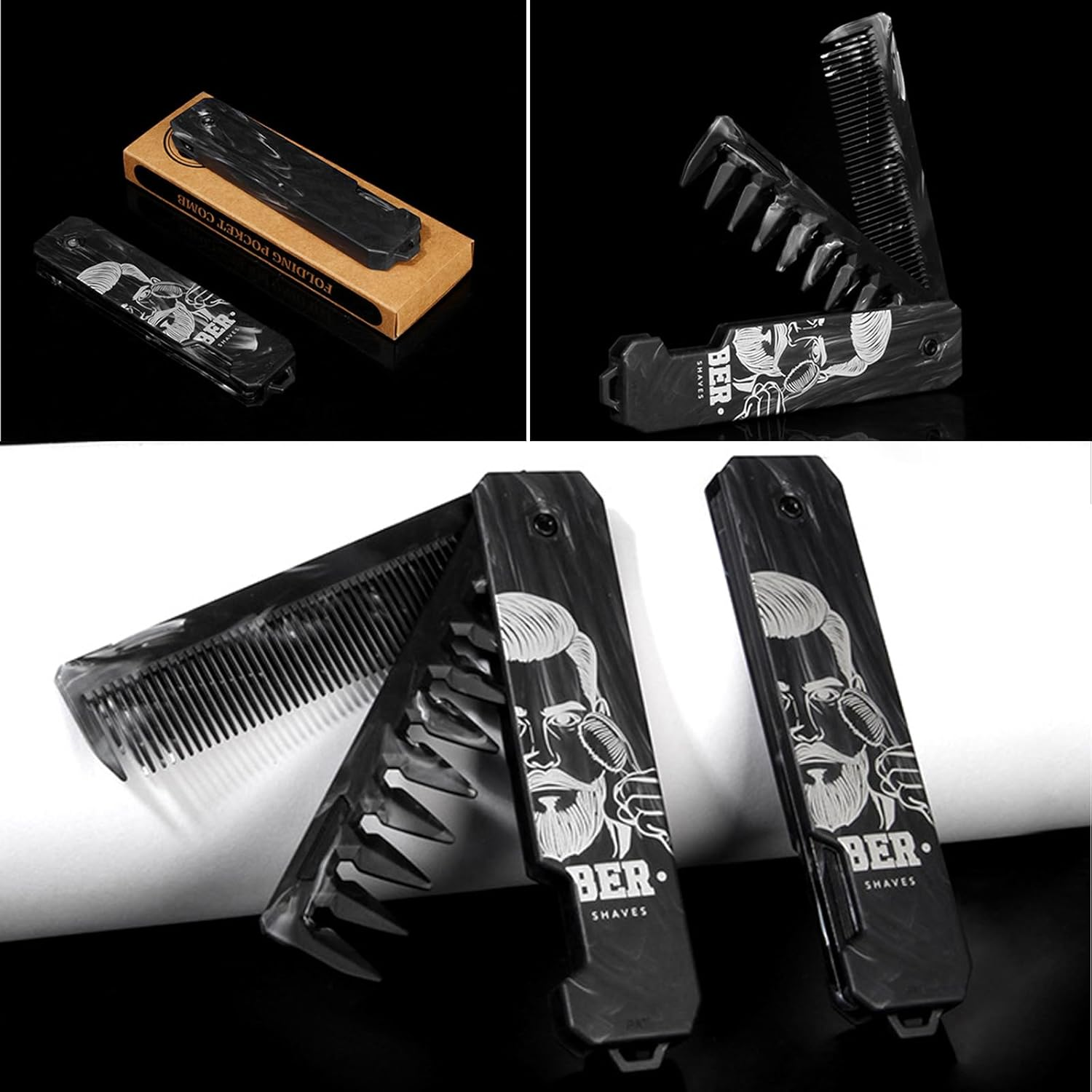 3-In-1 Folding Hair Comb for Men, Fine & Wide Tooth Comb with Beard, Hair & Moustache Styling, Anti-Static Travel-Friendly Pocket Comb, Compact & Durable image number 6