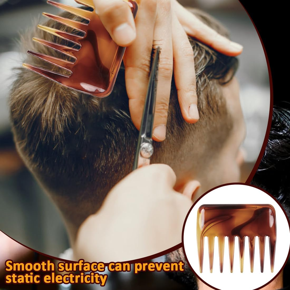 Pack of 2 Wide Comb Antistatic Retro Wide Tooth Hair Comb for Various Types of Hair Hair Comb image number 4