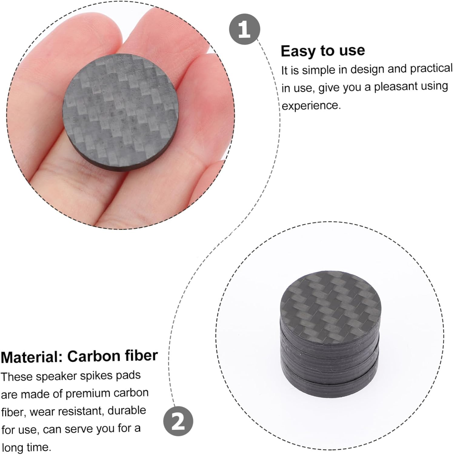 UKCOCO Carbon Fiber Speaker Spikes Isolation Feet 25X5Mm 4Pcs Shockproof Audio Turntable Pads for Home Theater and Hi-Fi Systems image number 5