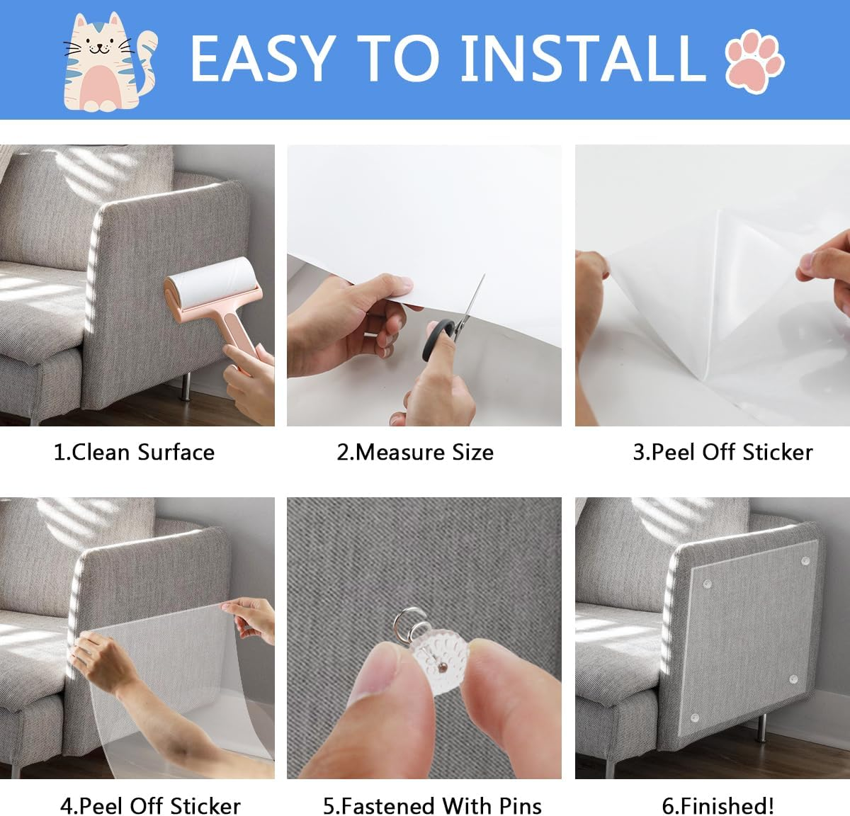 Sofa Cat Protector 30Cm X 5M Cat Scratch Protector for Cat Sofa Transparent Scratch Protector Sofa Carpet image number 6