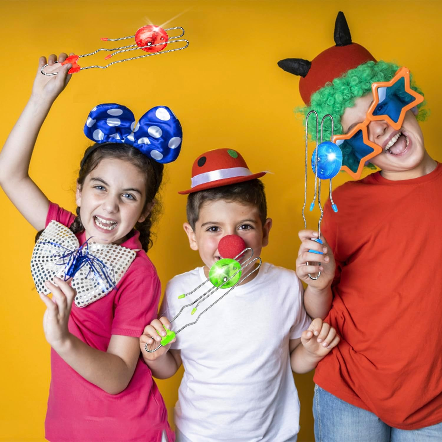 Jishi Retro Magic Rail Twirler Light up Gyro Wheel Magnetic Toy - Pack of 3, Straight Rail Style image number 6