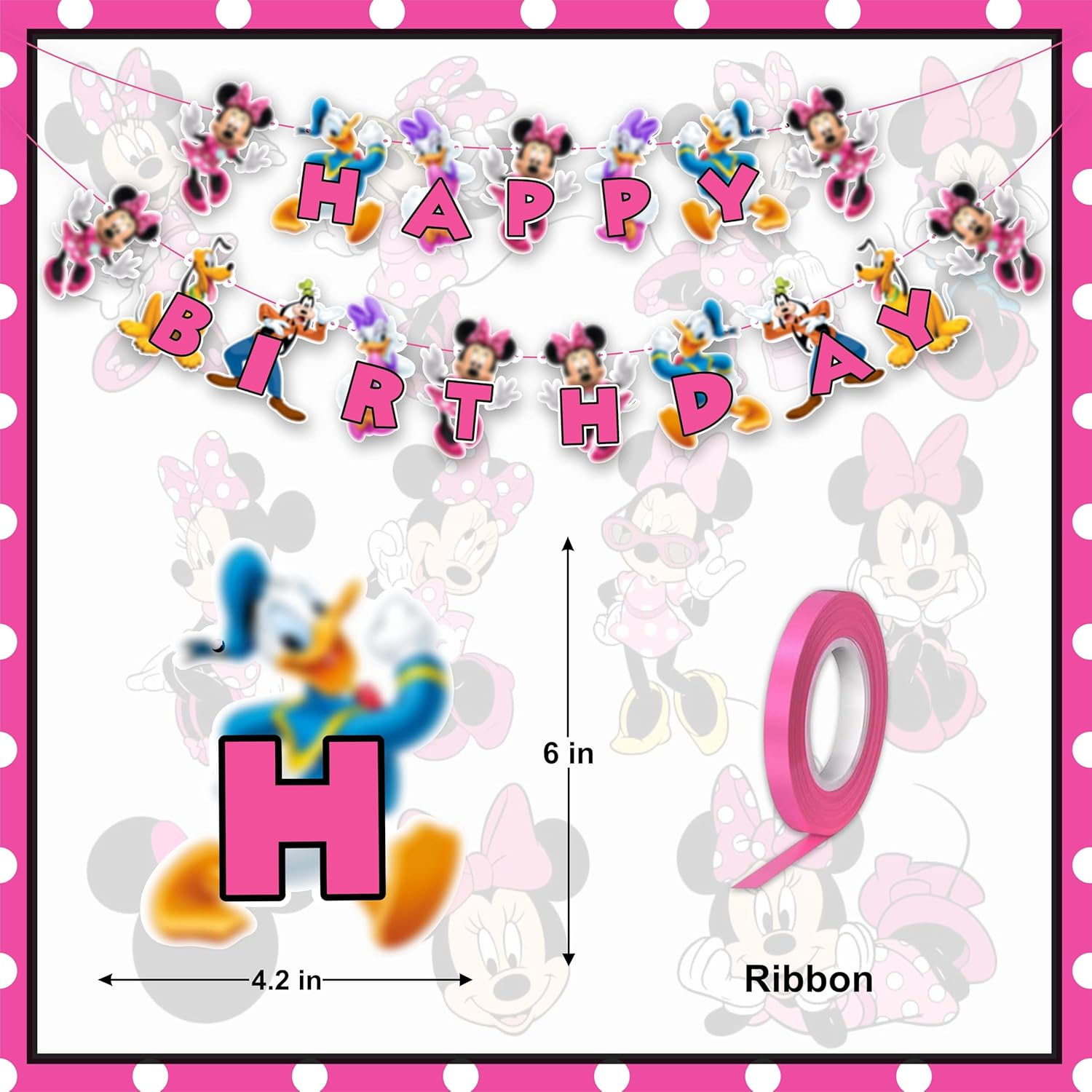 Mine Muse Happy Birthday Banner &ndash; Cute Pink Party Decoration for Girls, Themed Hanging Garland for Birthday & Mine Muse Celebrations image number 4