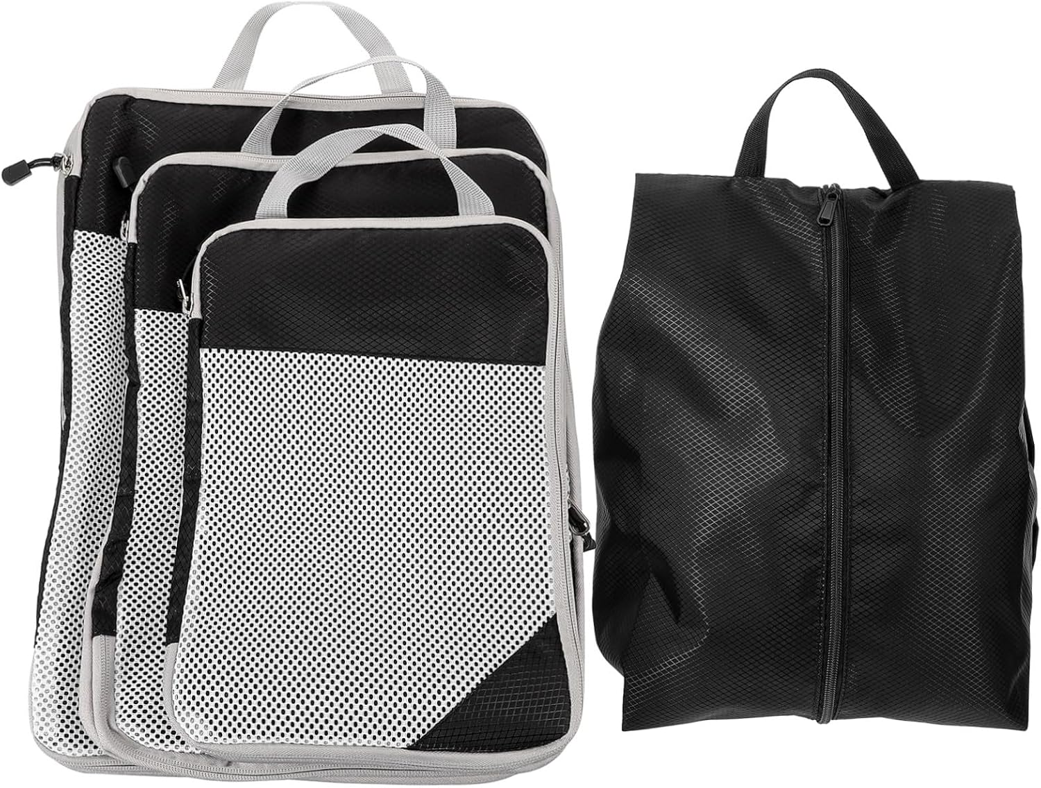 CLISPEED 4Pcs Travel Compression Storage Bags Set Mesh, Black Lightweight Packing Cubes for Clothes, Underwear, and Luggage Organization Suitable for Suitcases and Hand Luggage image number 4