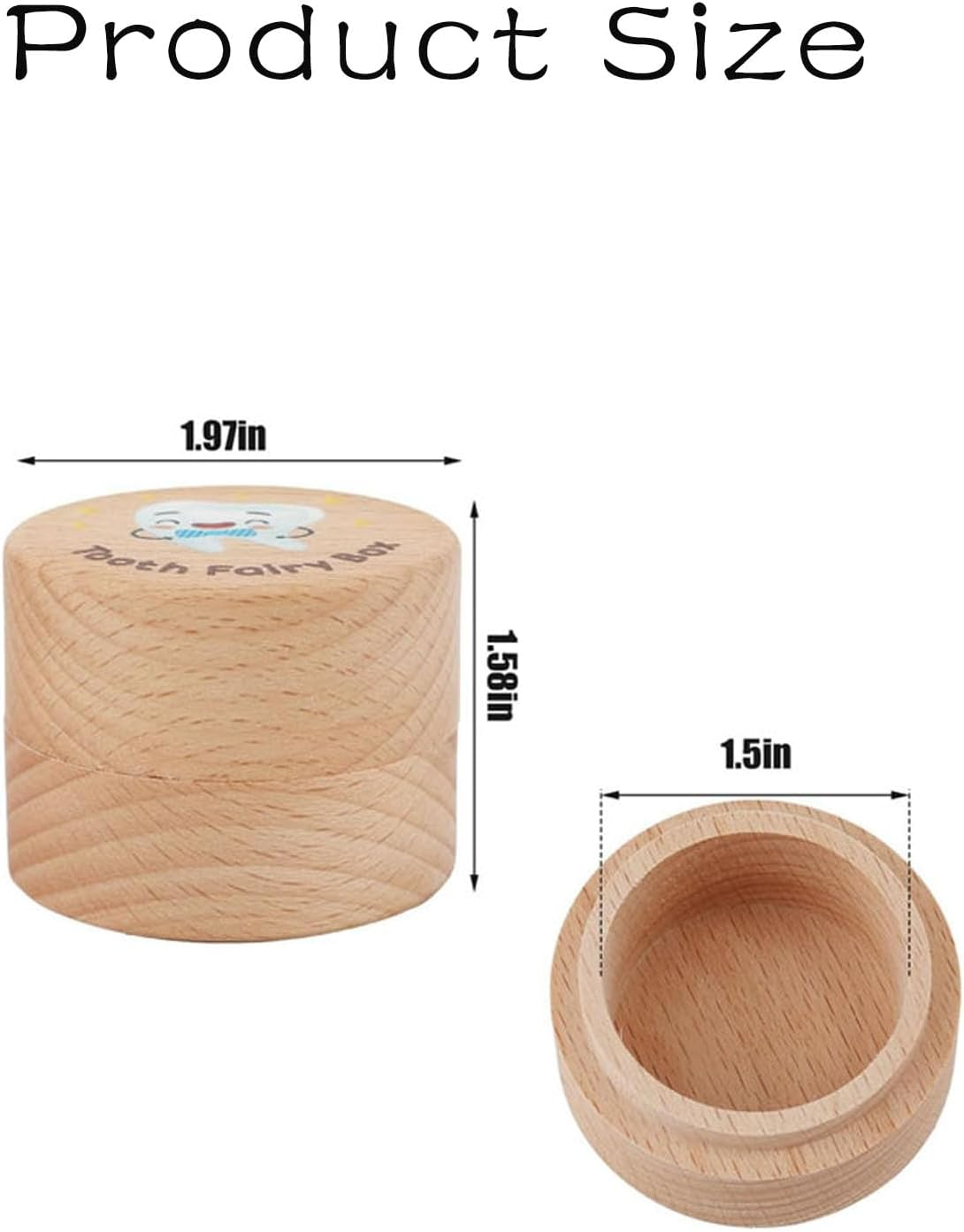 2PCS Tooth Fairy Box for Lost Teeth, 3D Carved Wooden Tooth Holder & Keepsake Box, Cute Tooth Storage Box for Boys and Girls, First Tooth Memory Box