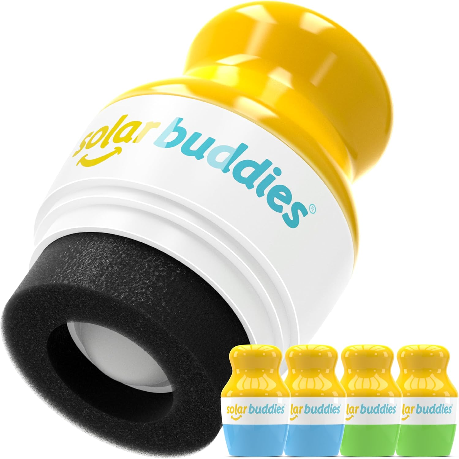 Solar Buddies Sunscreen Applicator - 2X Blue, Pink & Green - Bpa-Free Refillable Roll on Sponge Sunscreen, Suncream & Lotion Applicator for Kids & Adults - Holds 3.4Fl Oz, Perfect Size for Travel