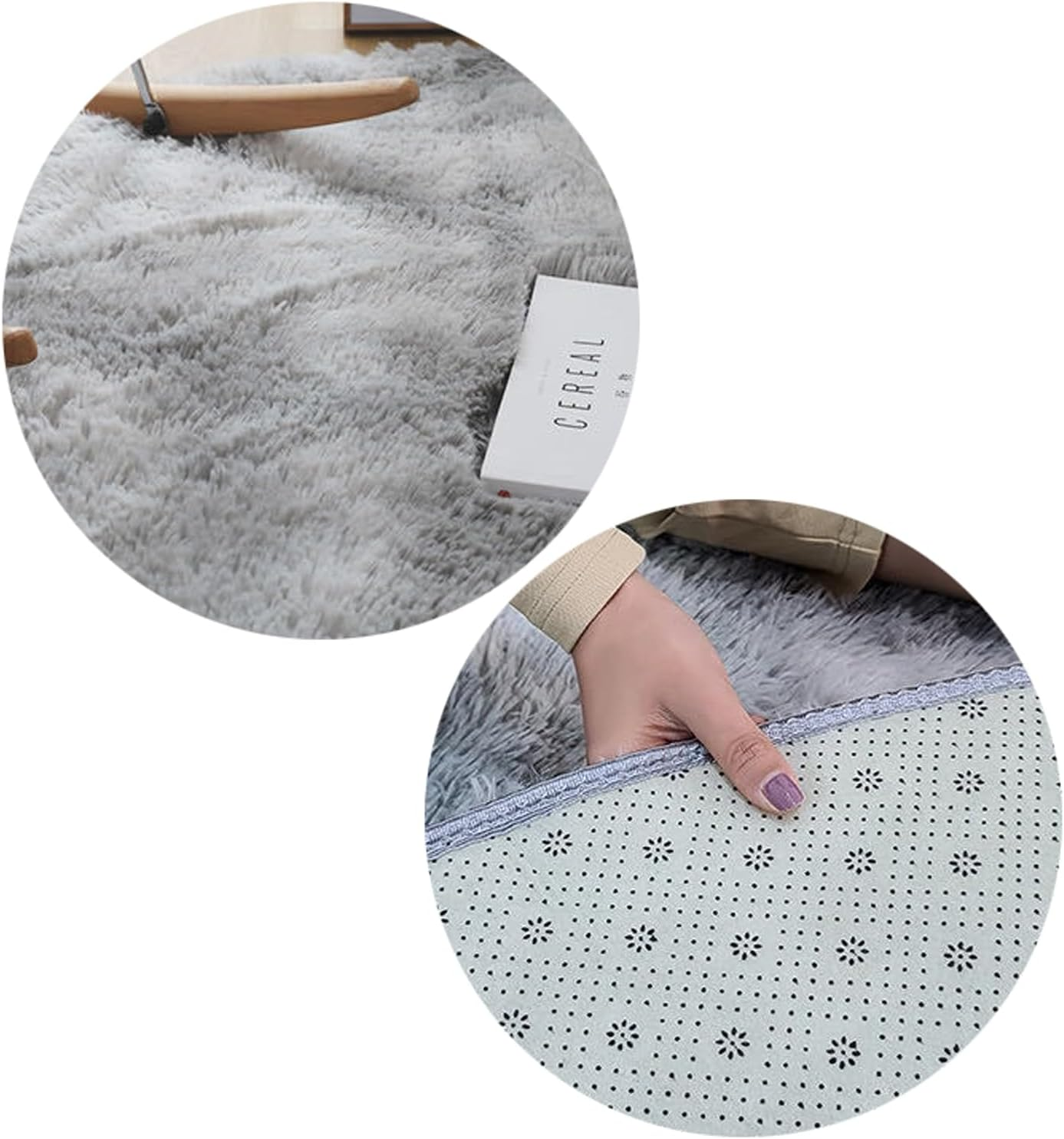 Haobase round Rugs for Bedrooms Fluffy Living Room Circle Area Rug Soft Shaggy Carpet for Bedrooms, Living Room, Home Decor (Light Grey, 4Ft/120Cm)