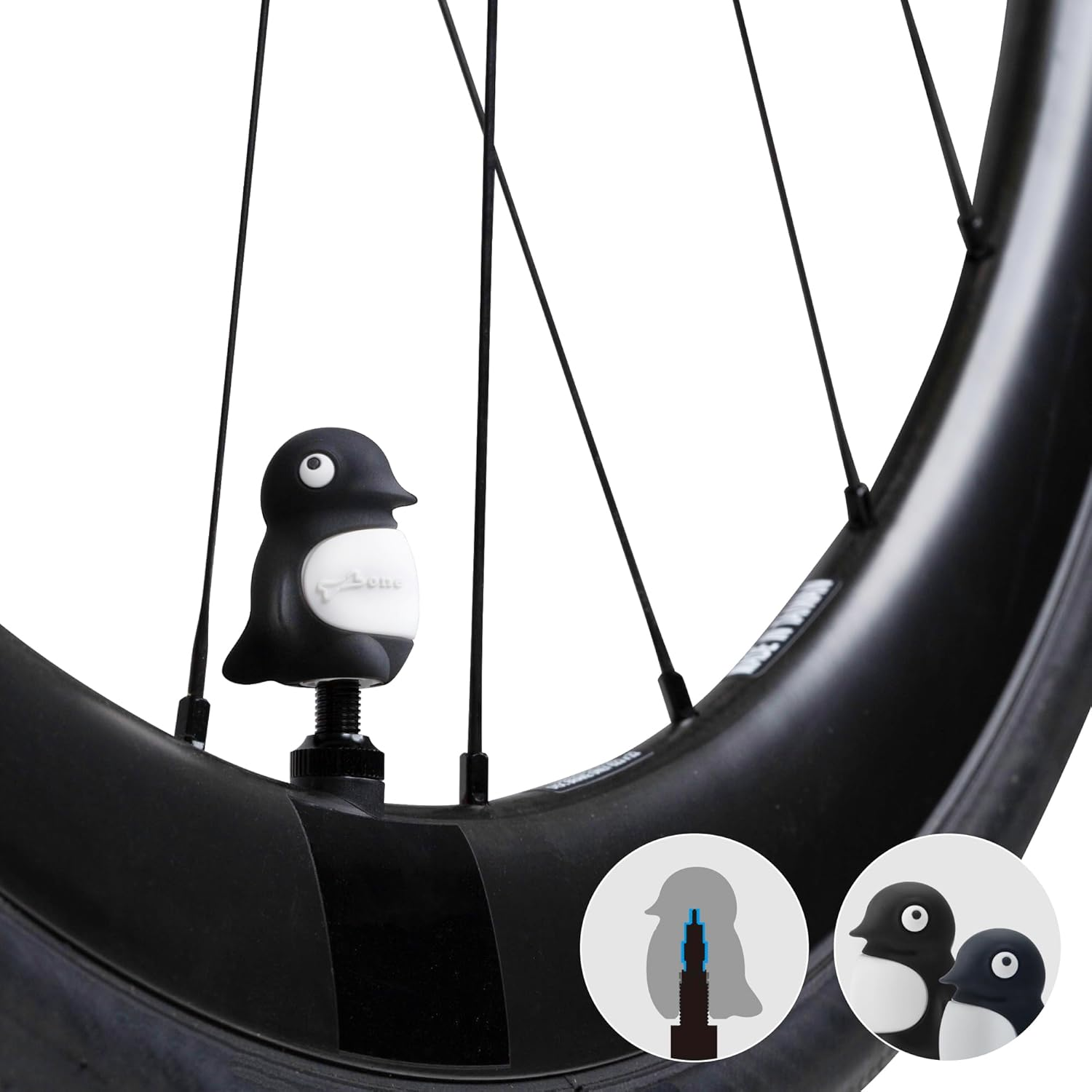 Bone Tire Character Valve Stem Cap, Silicone Washable Tire Valve Caps, Corrosion Resistant, Universal Stem Covers for Bikes, Cars, Trucks, Motorcycles, and Suvs 2Pcs Maru Penguin