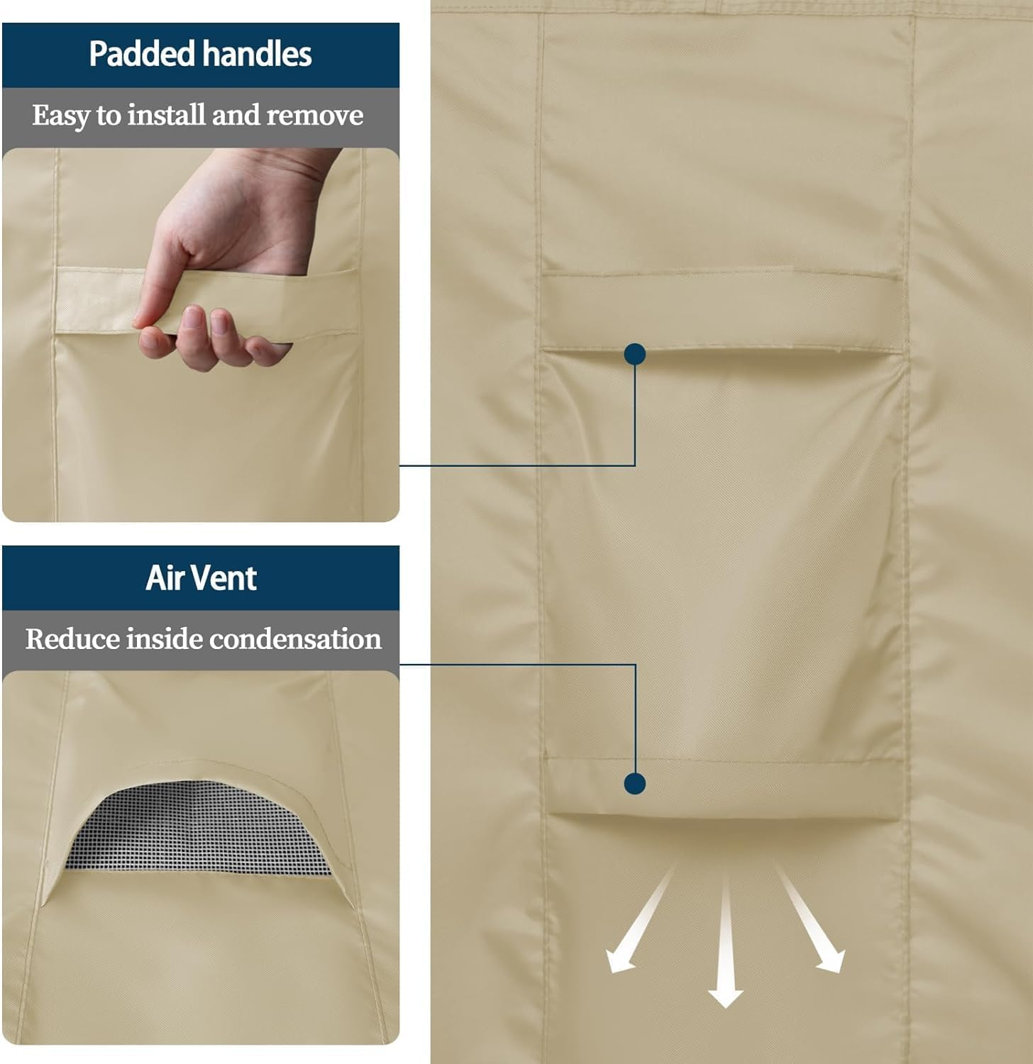 600D Patio Furniture Covers, 100% Waterproof Patio Table Cover, Heavy Duty Oxford Cloth Outdoor Table Cover, with Handles, Vents and Buckles, Uv-Resistant (242*162*100Cm) image number 3