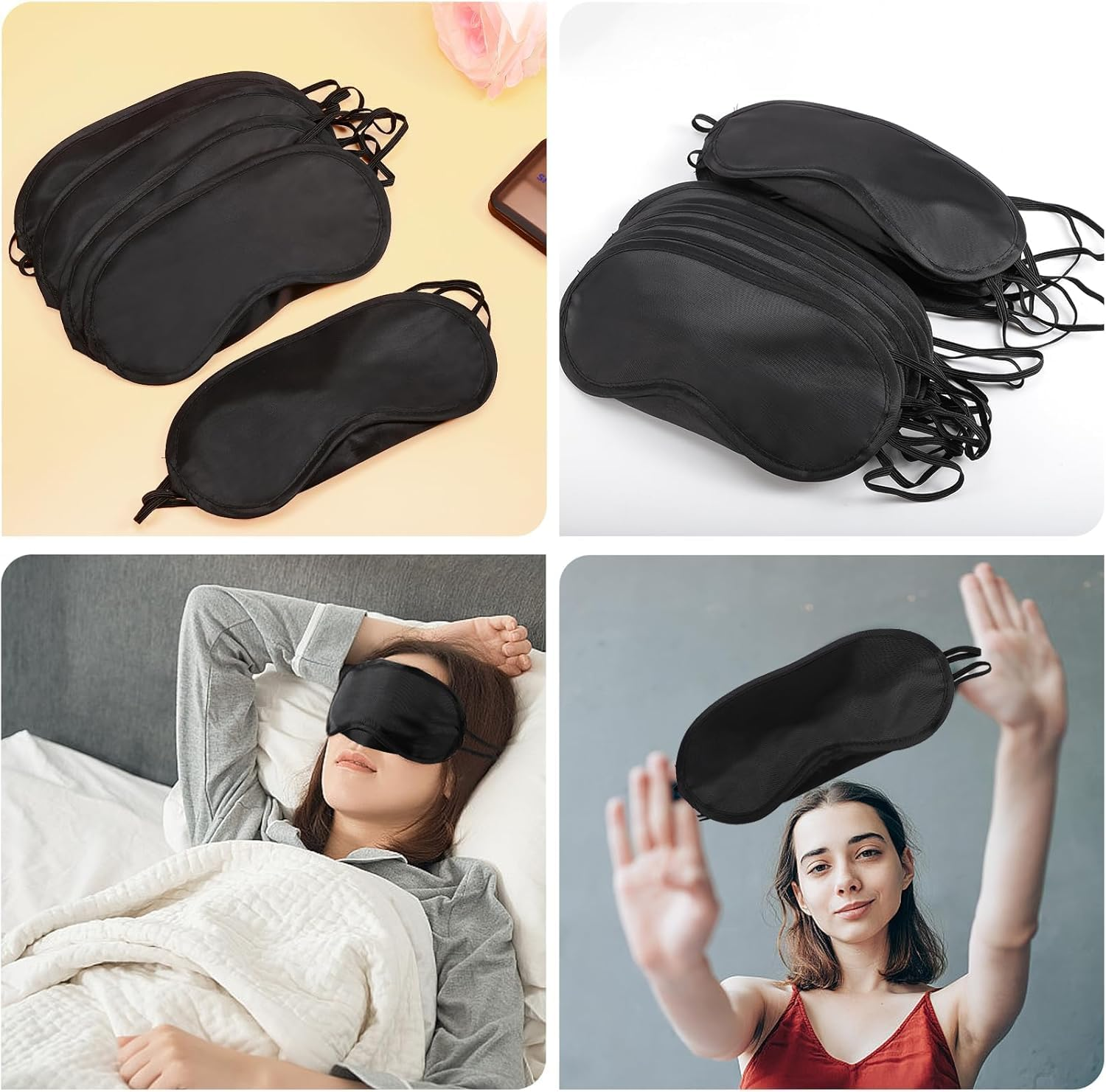 Lightweight Blindfold Eyeshade Eyepatchs, 30Pcs Black Eye Cover Sleeping Mask Blindfold,Soft and Breathable Night Mask with 2 Elastic Bands image number 5