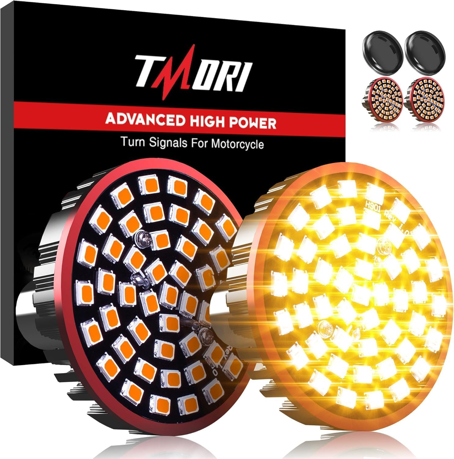 Upgraded Motorcycle Rear LED Turn Signals: 2-Inch 1156 Bullet Rear Turn Signals with 2 Smoke Lens Covers &ndash; Super Bright, Compatible with Har-Leydavidson Touring, Sportster, Dyna & Softail (2001&ndash;2021) image number 2