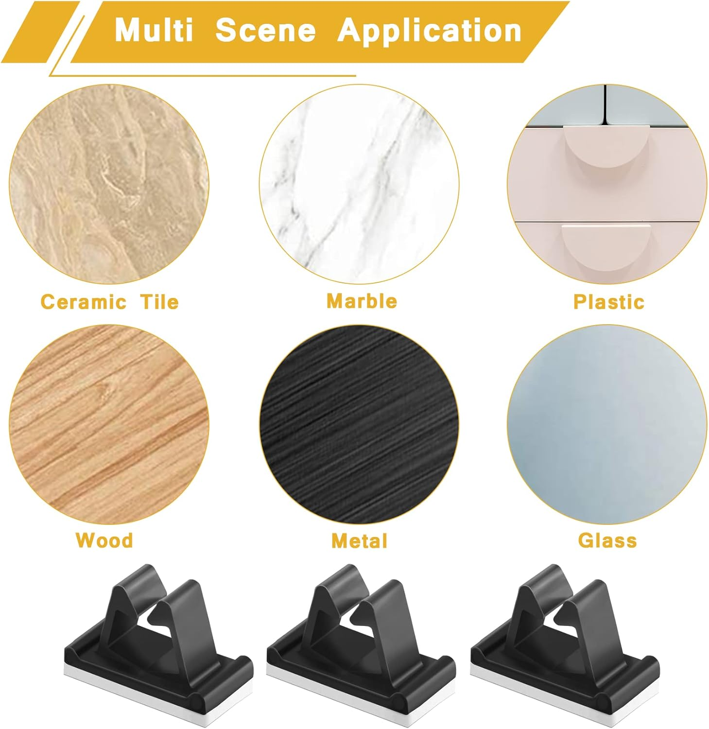 50 Packs Viaky Wire Clips Adhesive Cable Clips Cable Holder Wire Management, Worked Great for Fixing Your Various Wires, Network Cable, RV Wires, USB Cords, Car Cable, TV Coax Cable (W Size-Black) image number 2