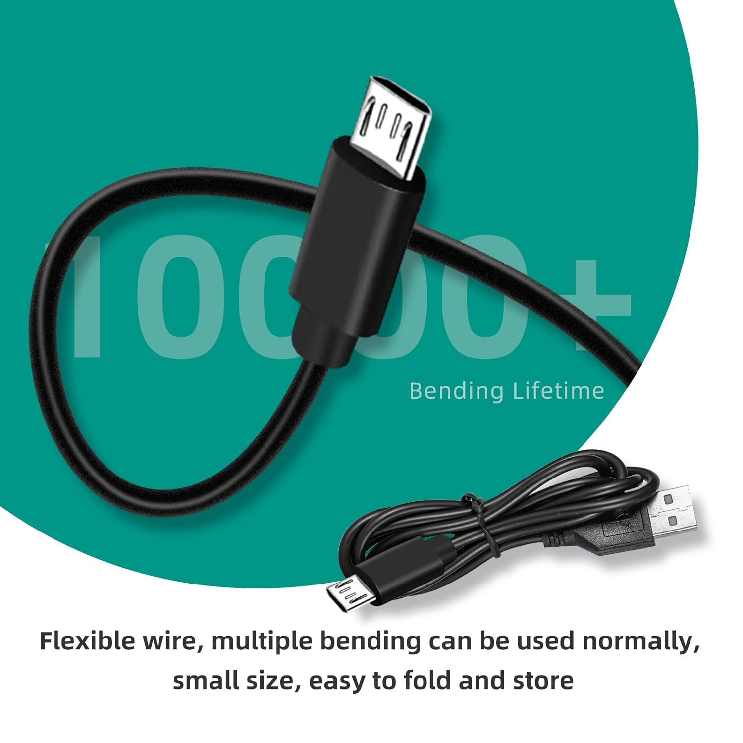 2 Pack PS4 Controller Charging Cable Cord, 1.5 Meter Micro USB Charger Cord for Playstation 4 PS4 Pro/Ps4 Slim Controllers/Ps4 Slim, Xbox One X/S/One Elite/One Controllers image number 3