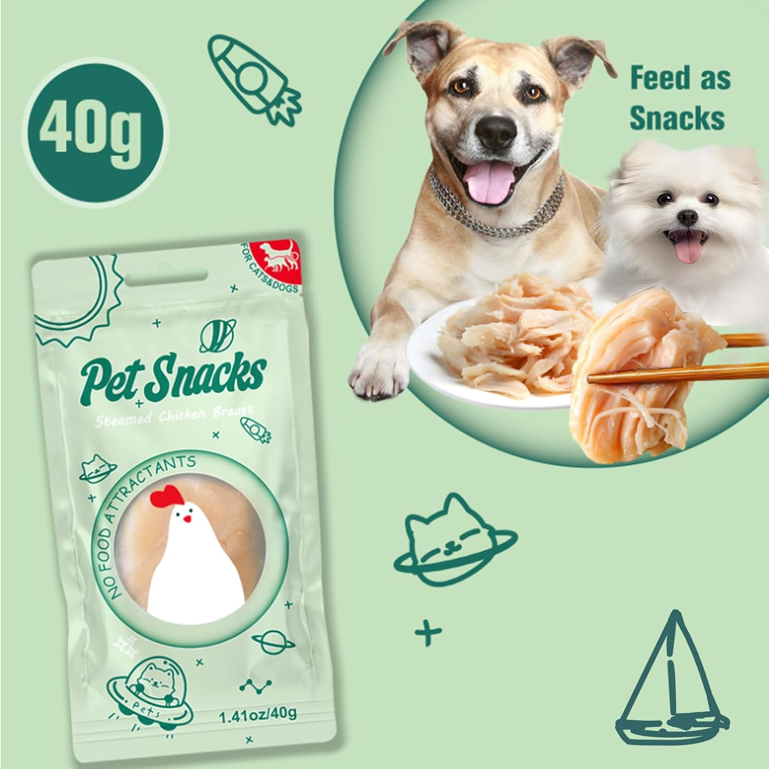 Jijycal Chicken Breast for Dogs, All Natural Dog Treats, Single Ingredient, High Protein, 2Packs (80G/2.82Oz) image number 3