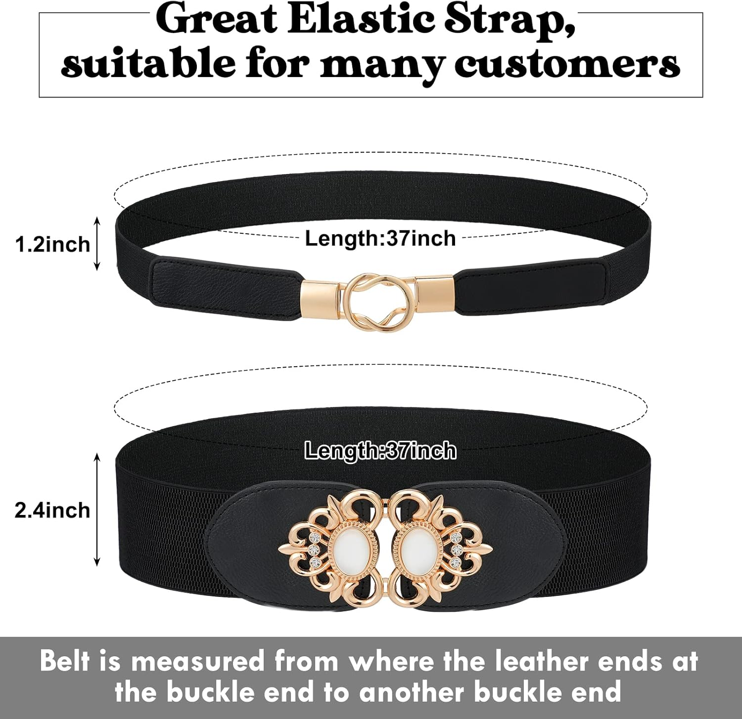 Xtinmee 4 Pieces plus Size Waist Belts for Women Wide Stretchy Elastic Vintage Belt for Dresses Decor Accessories, Black, Xx-Large (Ynx-Xtinmee-138) image number 4