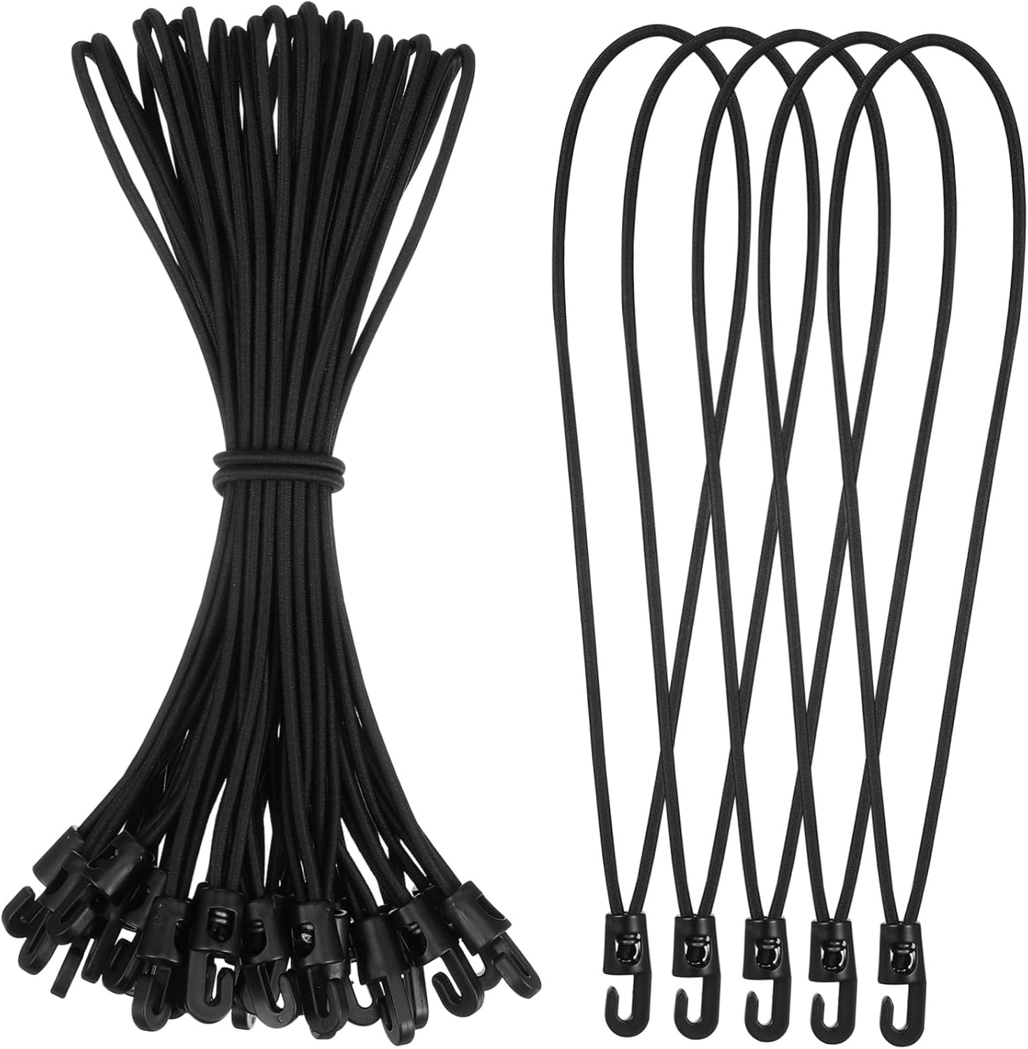 POPETPOP 25Pcs Bungee Cords Heavy Duty Outdoor Elastic Luggage Ropes for Suitcase Travel Gear Binding image number 2