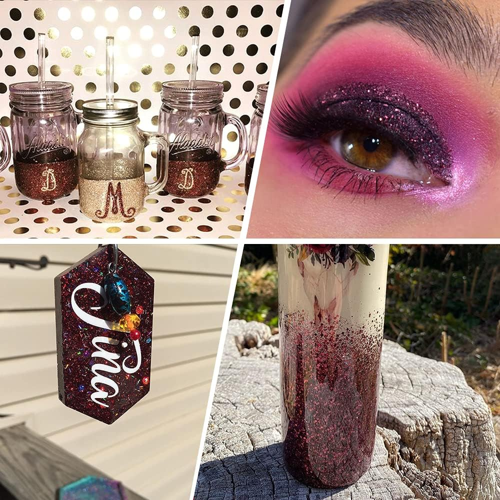 Holographic Fine Glitter, 150G Multipurpose Extra Fine Craft Glitter for Resin Arts and Crafts, Body Nail Art Eye Face Hair, Holographic Glitter for Epoxy Tumbler, Slime Making (Burgundy) image number 1