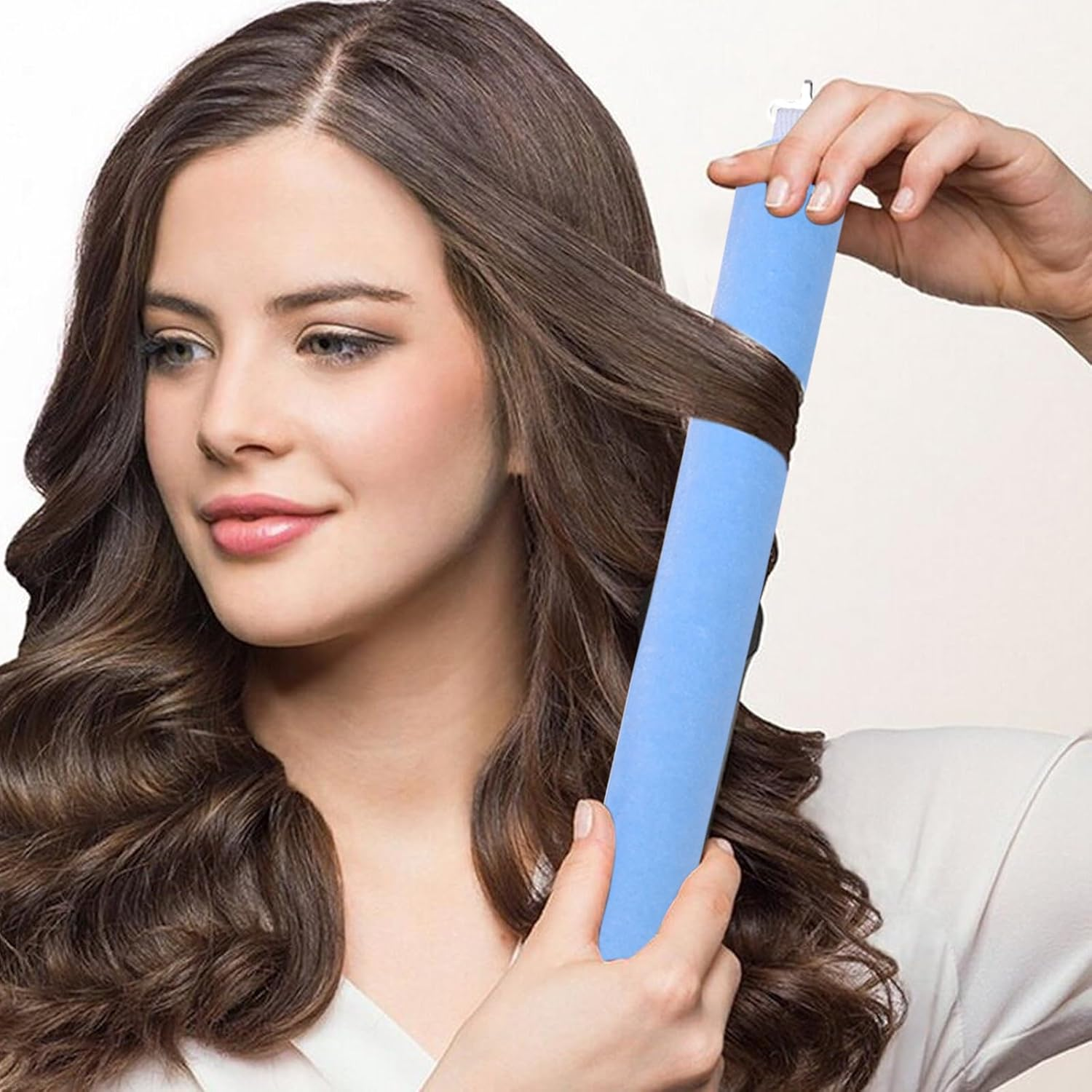 Pack of 3 Heatless Curls, Flexi Rods with Hooks, Overnight, for Different Hair Types, Long and Short Hair (Blue, M) image number 6