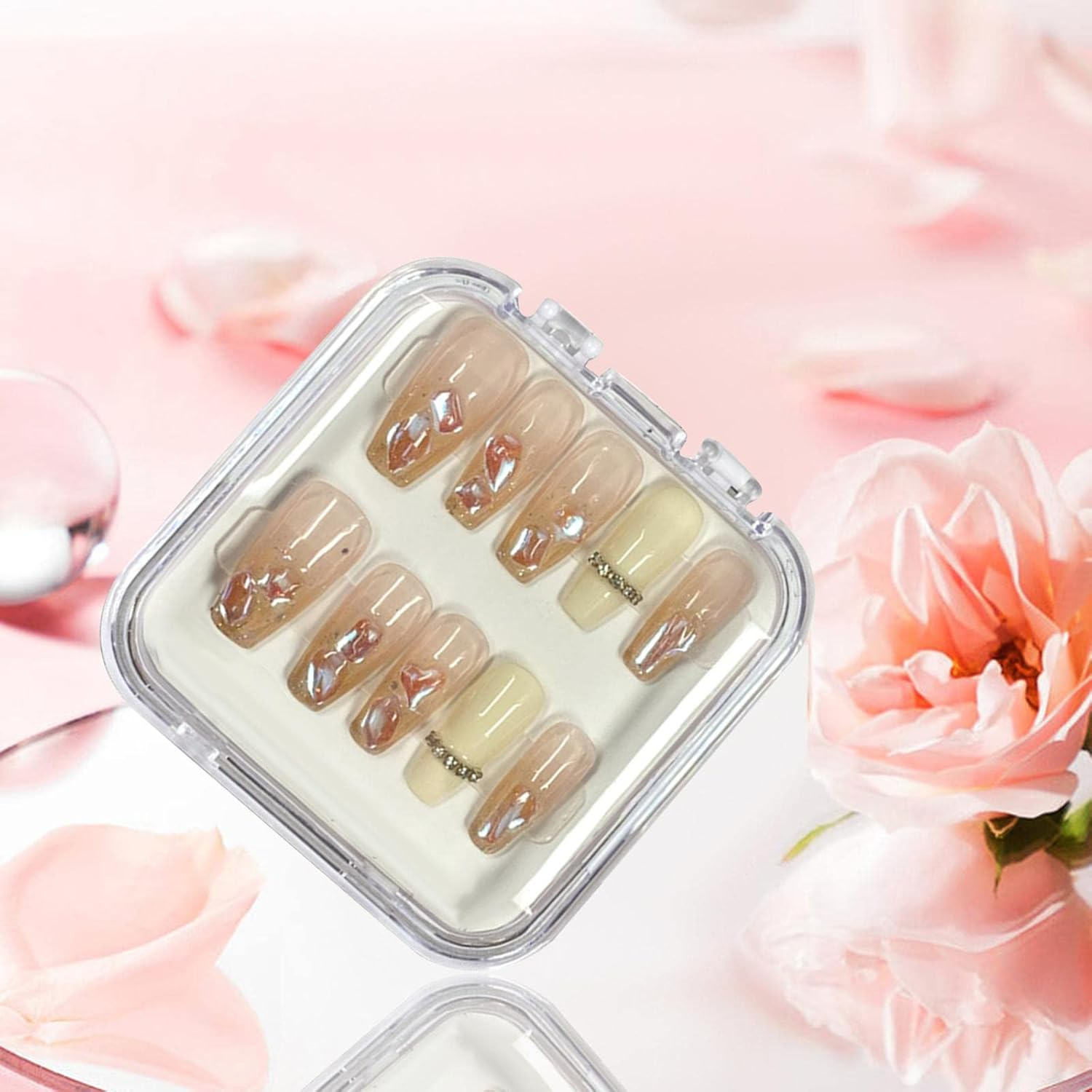 Generic 10X Press on Nail Storage Boxes Nail Art Display Holder Acrylic Nail Storage Container, White