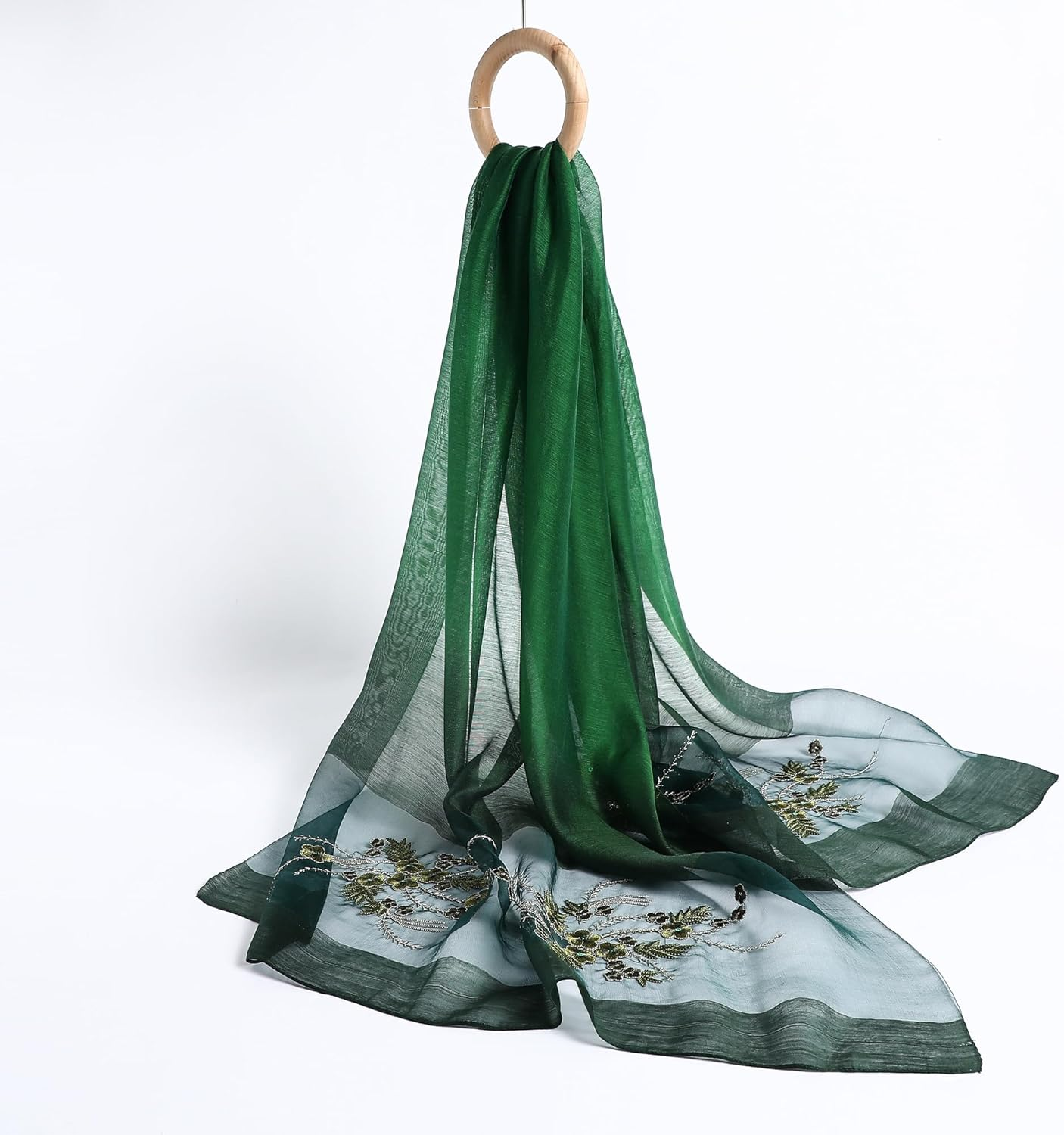 WINCESS.YU Silk Scarf for Women Lightweight Shawls and Wraps for Weddings Fashion Pashmina Shawl Embroidered Scarves image number 4