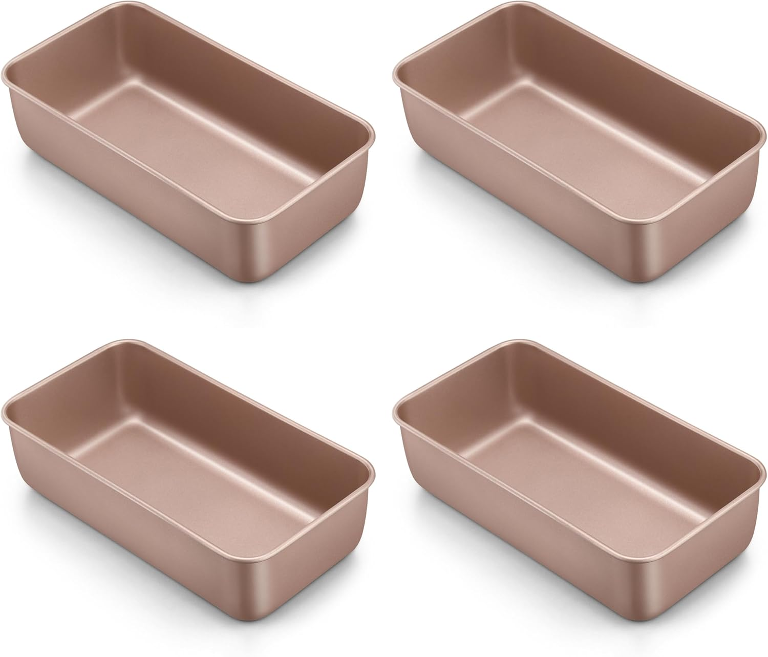 LIANYU 4 Pack Loaf Pans for Baking Bread 9X5In, Stainless Steel Meatloaf Baking Loaf Tins, Heavy Duty Metal Bakeware for Bread Cake Brownies, Non Stick & Easy Release, Rose Gold - 8, Black image number 5
