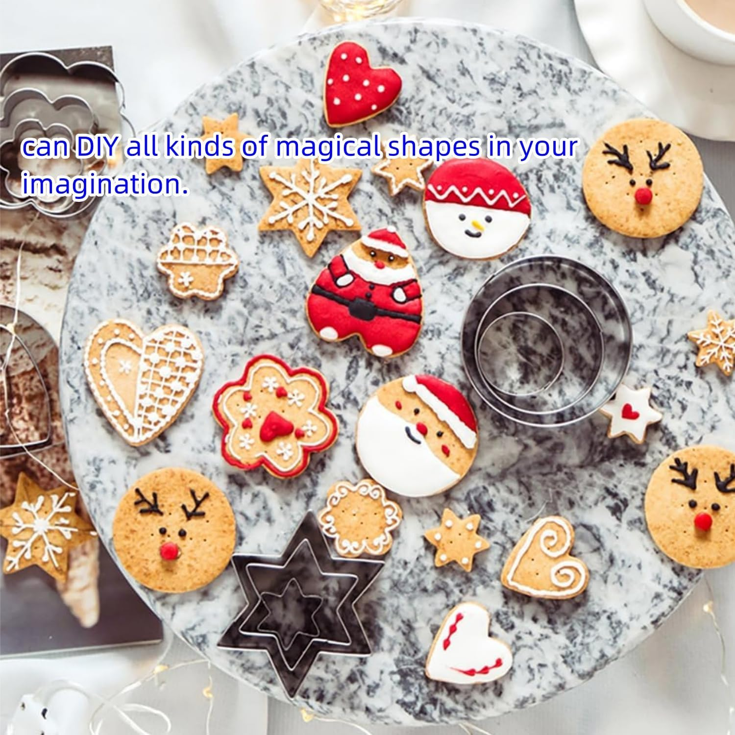 Cookie Cutter,12 PCS Heart Star Circle Flower Shaped Stainless Steel Cookie Cutter for Baking Mold Cutting Mould Cookie Pastry Fruit image number 6