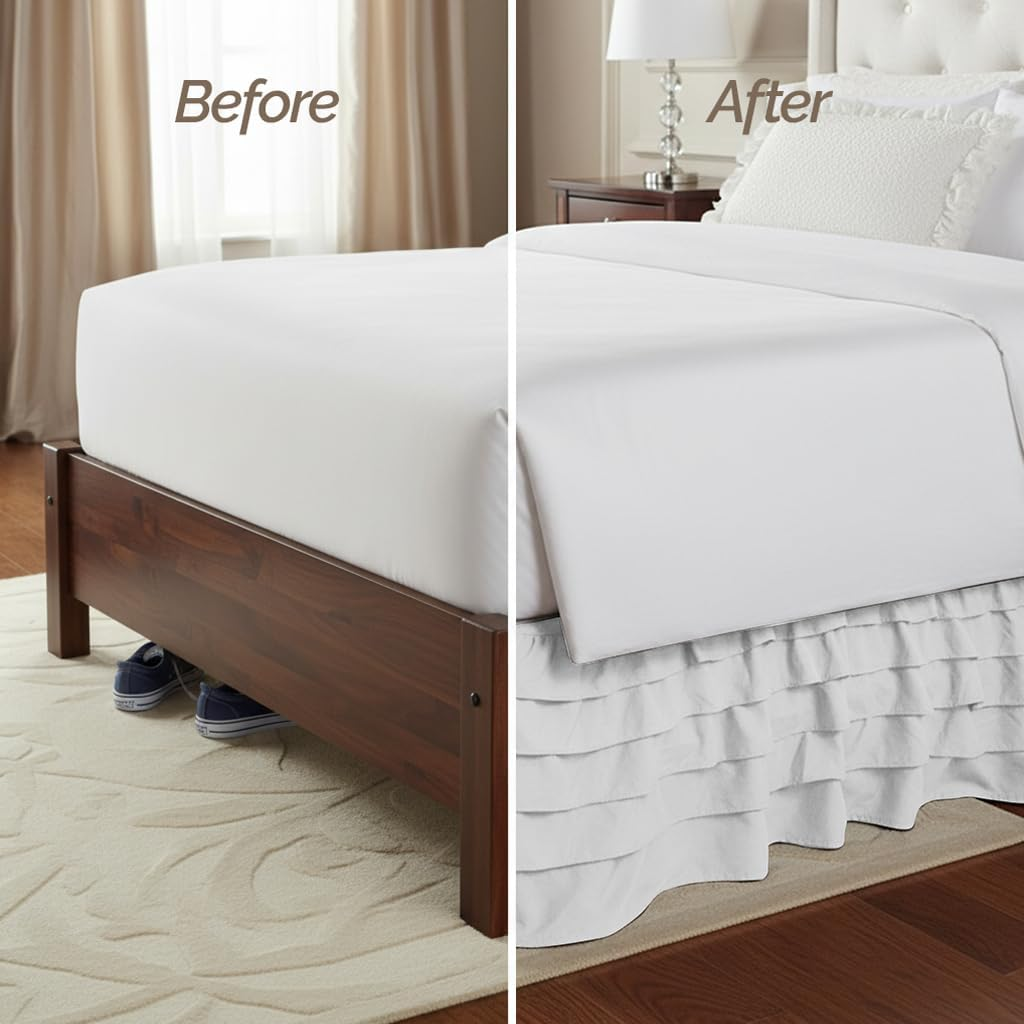 Elegant Comfort Luxurious Premium Quality 1500 Premier Wrinkle and Fade Resistant Hotel Quality Microfiber Multi-Ruffle Bed Skirt - 13Inch Drop, Twin, White image number 3