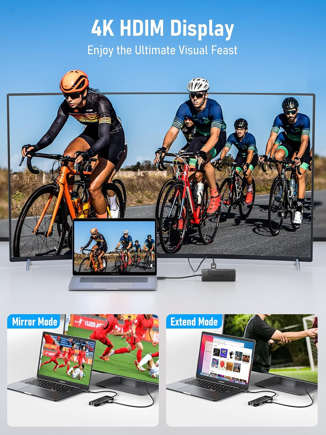 Lemorele USB C Hub Multiport Adapter 10-In-1 USB C Dongle for Macbook Pro Air, Gigabit Ethernet with 4K HDMI, 100W PD, USB 3.0 5Gbps Port, SD/TF Card Reader Adapter, Compatible for Windows/Mac/Ipad&hellip; image number 3