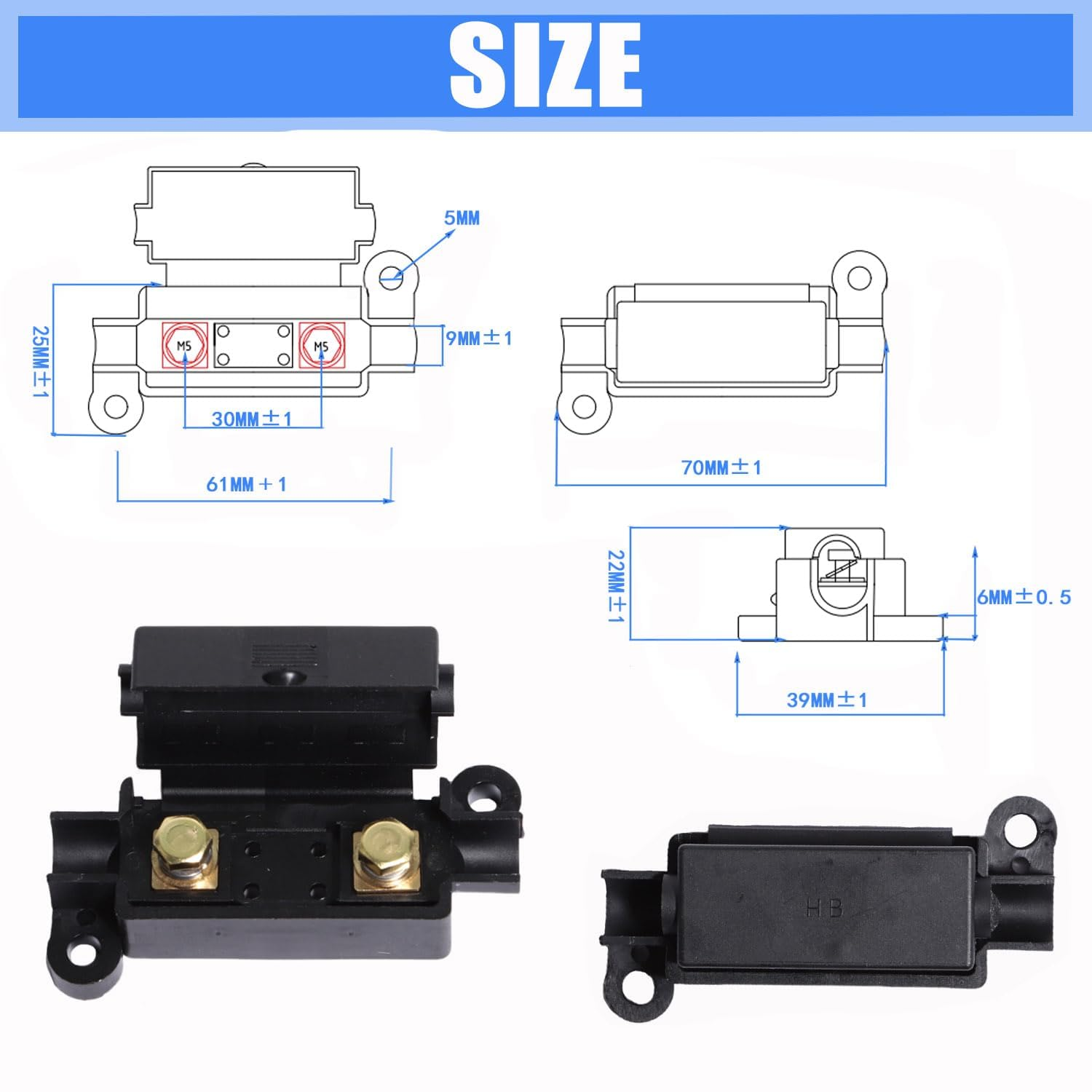 MIDI Fuse Dual Battery Kit 50 Amp Fuses ANS Holders High Current Protection Universal Car Truck Marine Electrical System image number 5