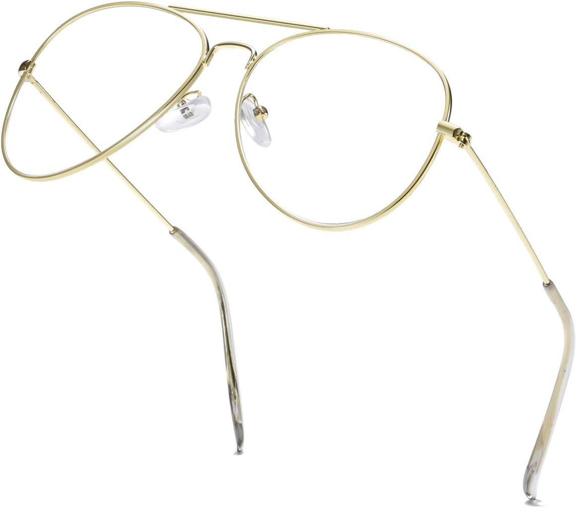 AISSWZBER Clear Aviator Glasses Lens Premium Classic Metal Frame Eyeglasses image number 4
