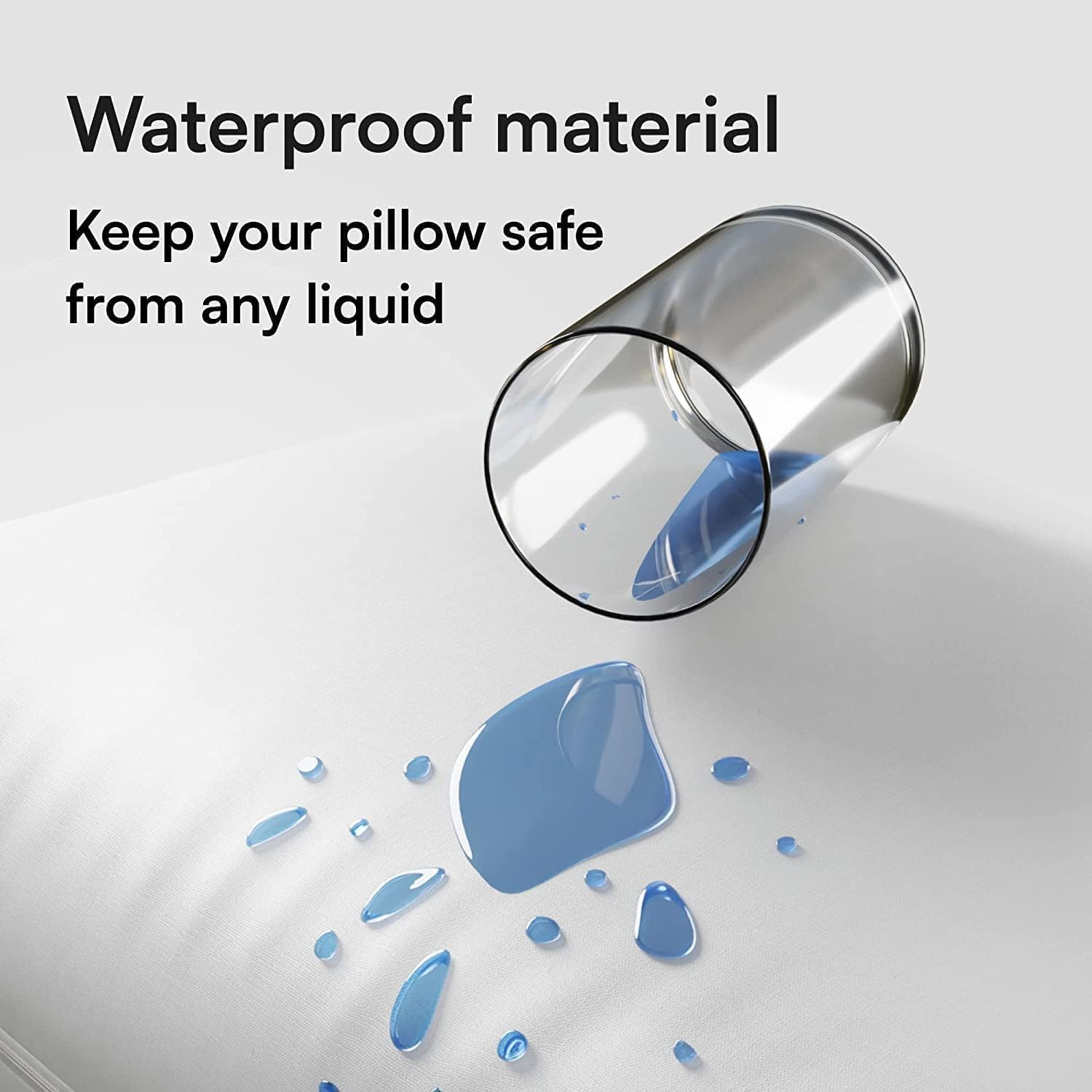 4 Pack Waterproof Pillow Protectors Standard 20X26 Inches Smooth Zipper Premium Encasement Covers Quiet Cases Set White 100% Liquid Protection image number 1