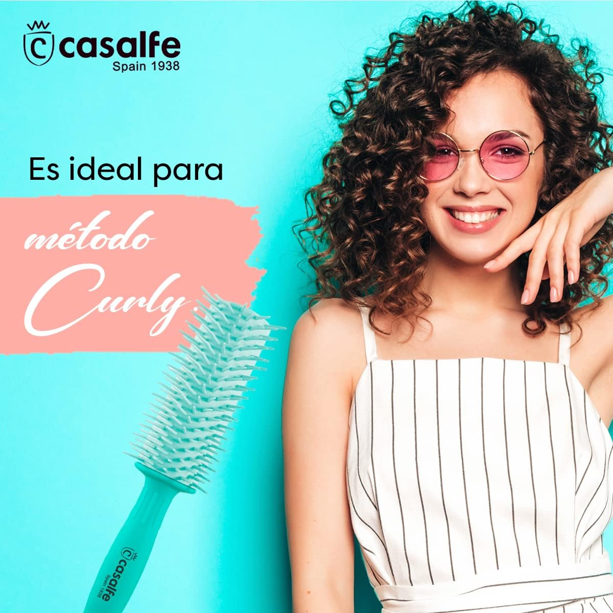 Casalfe Pro Curly Anti-Pull Brush for Curly/Rebel Hair, Hair Brush with Flexible Picks and Textured Nano, Prevents Hair Breakage, Tiffanys Colour image number 3