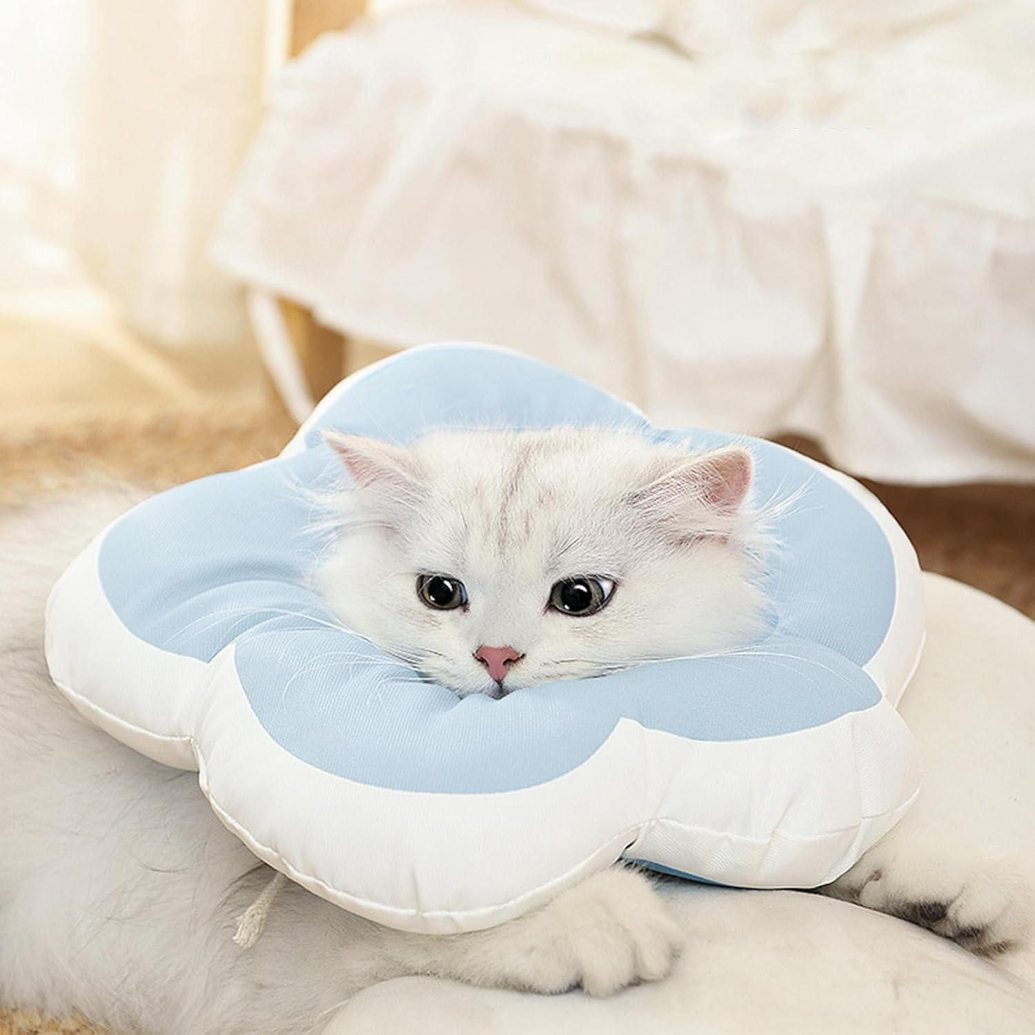 BSITSSS Cat Collar, Adjustable Cat Collar, Soft Collar for Cats, Waterproof Cat Collar, Cotton Cat Collar, Protection against Licking and Scratching after Surgery (M|Blue) image number 2