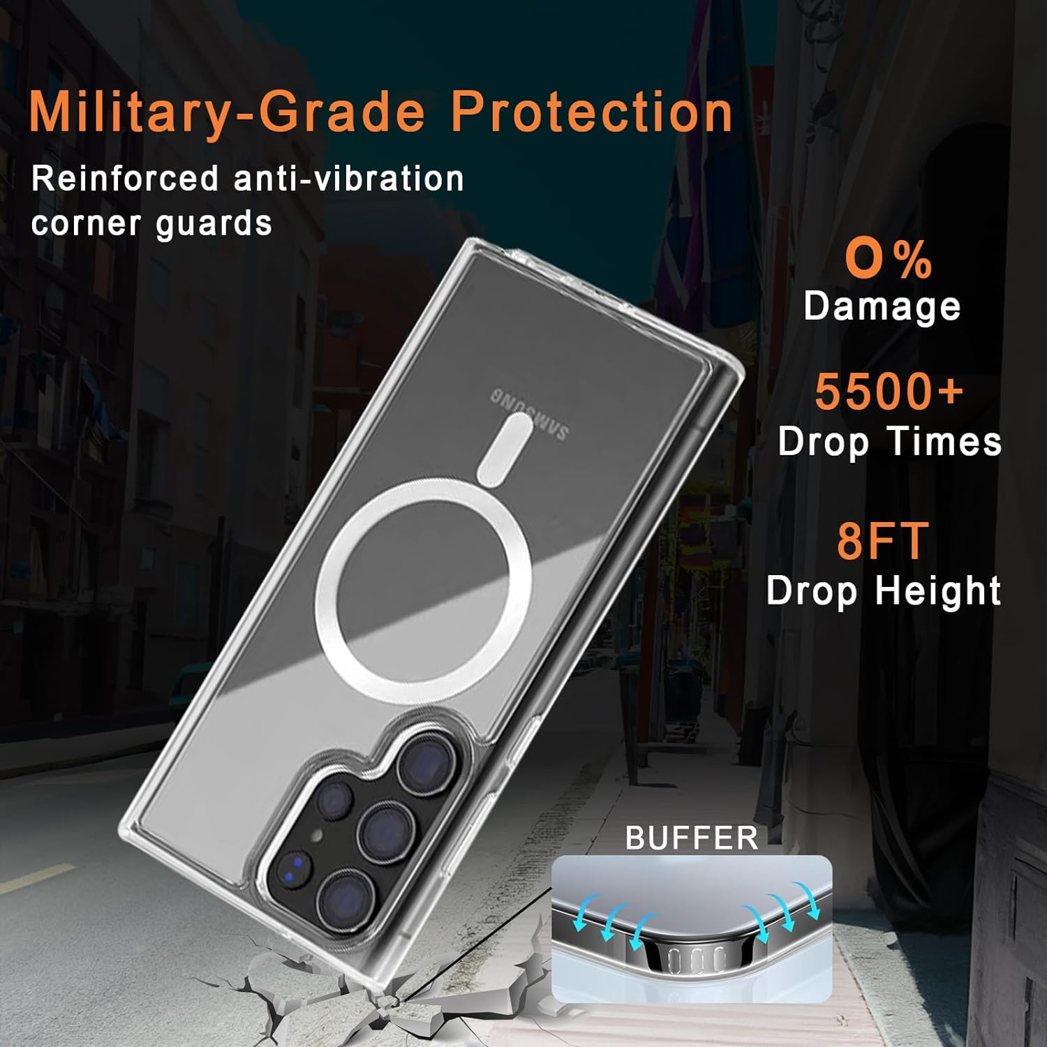 5In1 Magnetic Clear Case for Samsung Galaxy S23 Ultra, Compatible with Magsafe, Shockproof Protective Clear Hard TPU Phone Cover, 2 Pcs Camera Lens Protector & 2 Pcs Soft Screen Protector Transparent image number 6