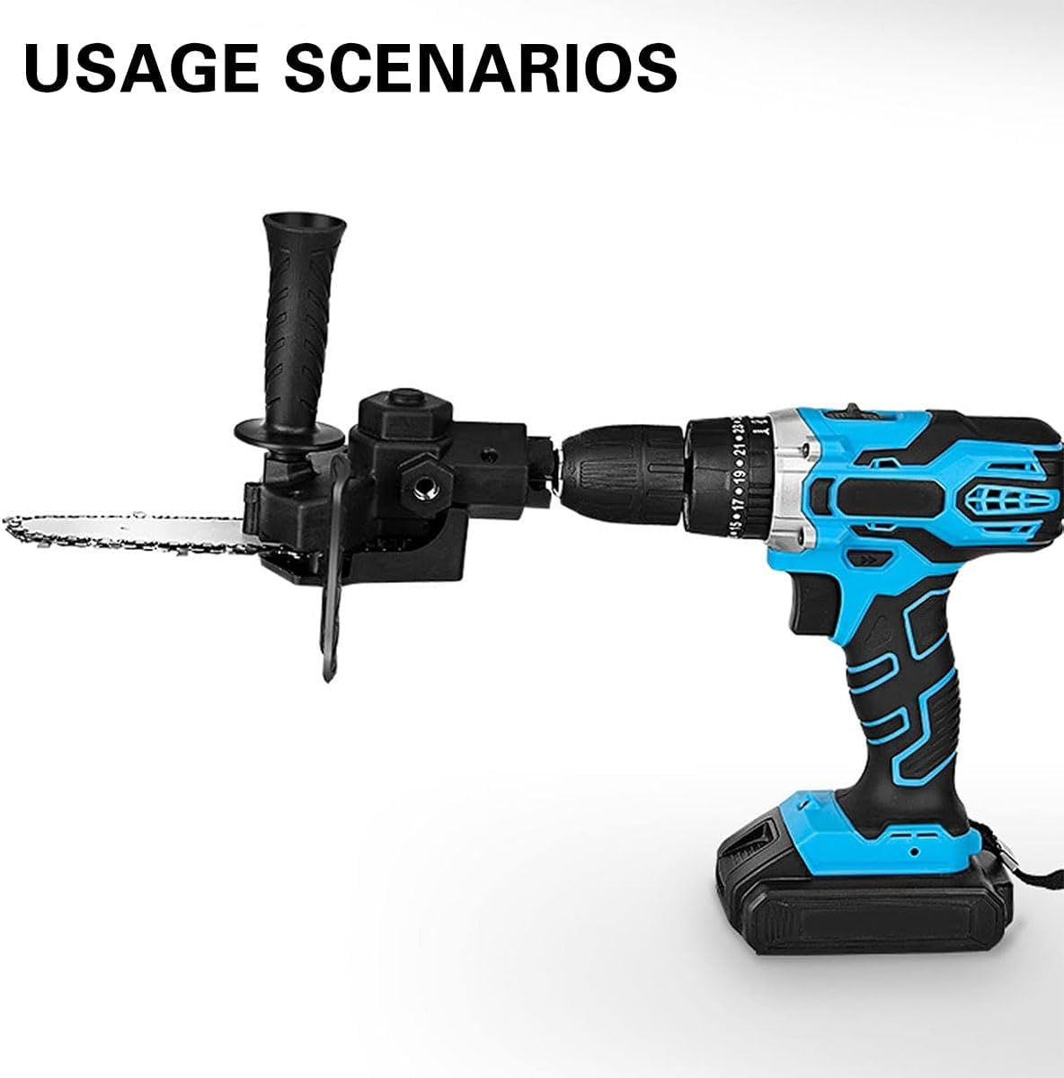 AIMALL 4/6 Inch Electric Drill to Chain Saw Converter, Handheld Mini Logging Saw Conversion Head, Adjustable Handle, for Garden & Household Use image number 3