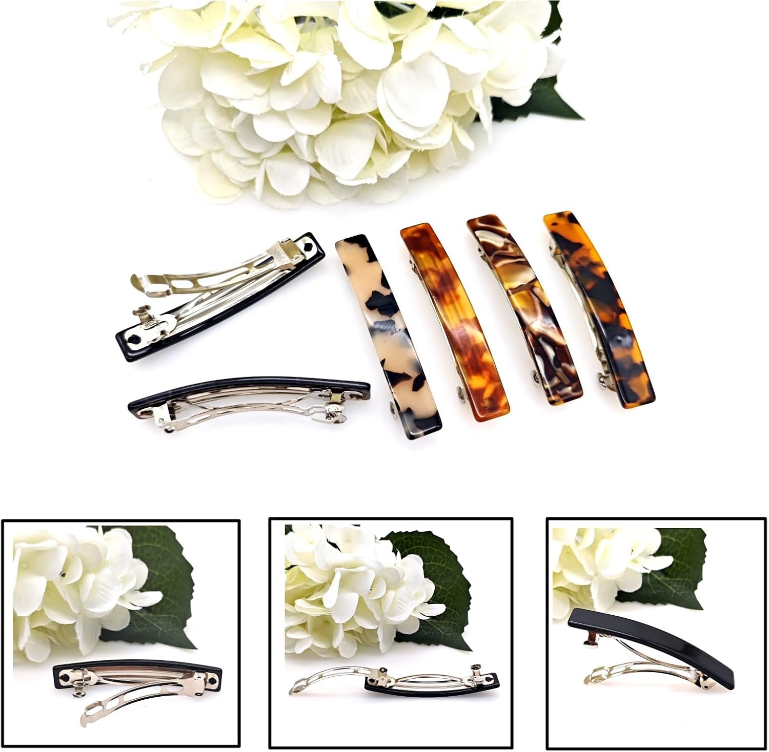 JZK 6X Vintage Women Hair Clips for Thin Hair, Tortoise Color 7Cm French Barrettes Hair Clips for Fine Hair, Small Hair Slides for Girls, Hair Accessories, Hairclips image number 4