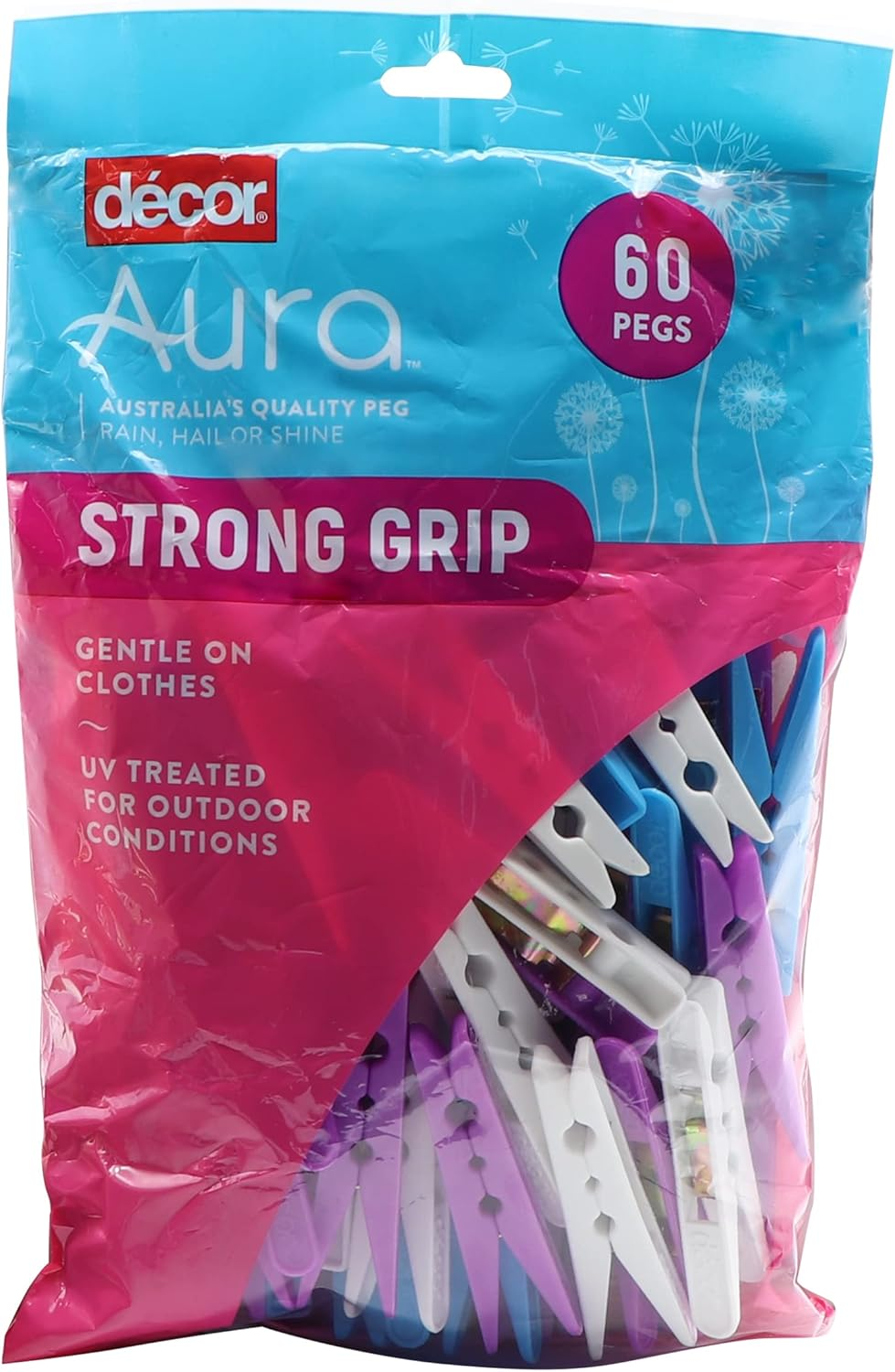 Decor Aura Strong Grip Pegs 60-Piece, Assorted