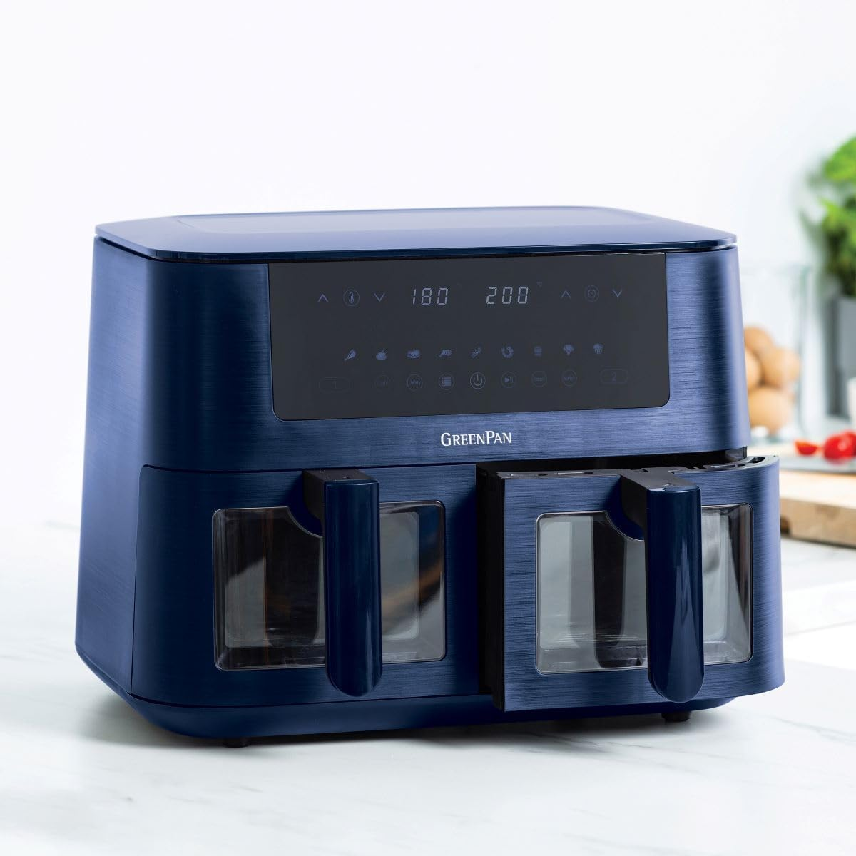 Greenpan Bistro Dual Zone Airfryer, Oxford Blue, Healthy Ceramic Non-Stick Coating, 2 X 4L Baskets, 9 One-Touch Presets image number 1