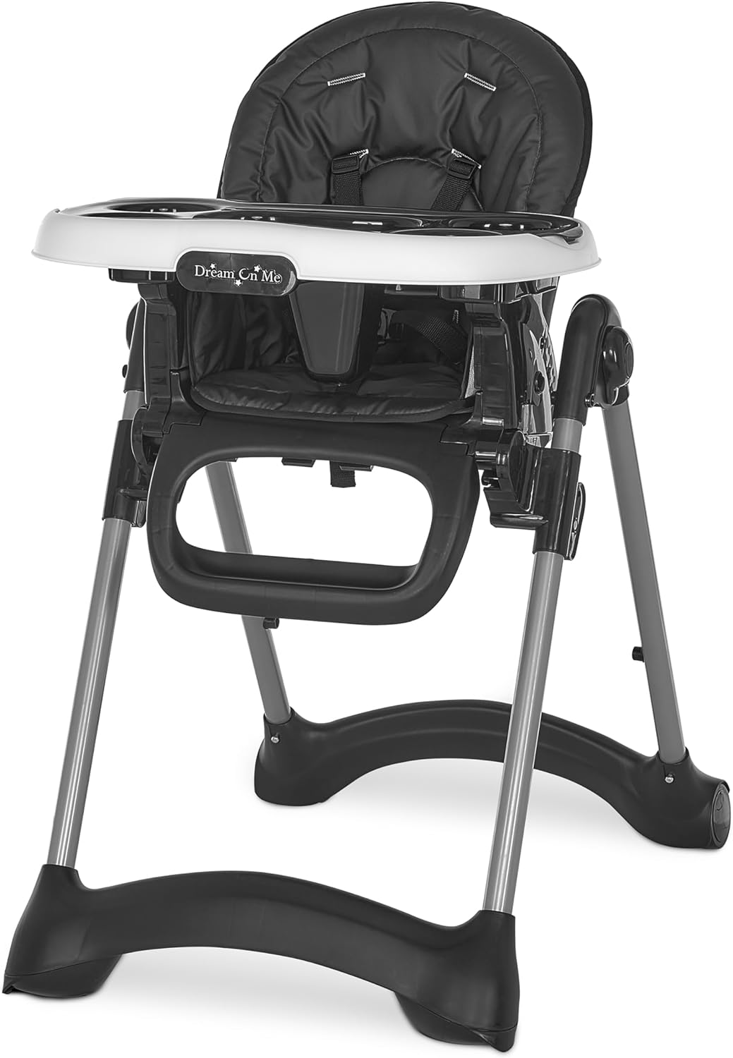 Dream on Me Solid Times High Chair for Babies and Toddlers in Grey, Multiple Recline and Height Positions, Lightweight Portable Baby High Chair, 5 Point Safety Harness, Easy to Clean Surface
