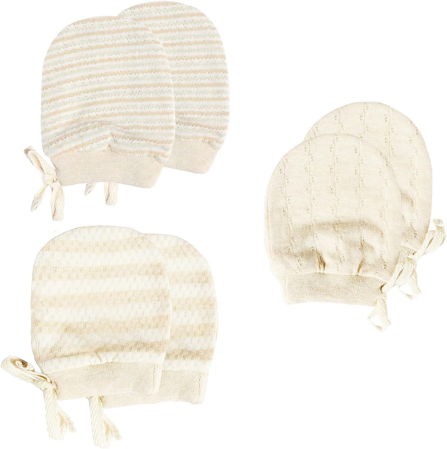 MOMSMENU Newborn Mittens No Scratch 100% Organic Cotton Mitts Baby Boy Girl Neutral 0-12 Months 3 Packs